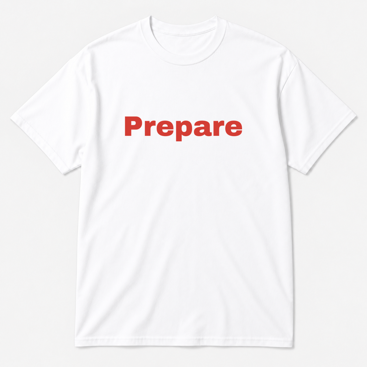 Prepare T-Shirt in white with red text