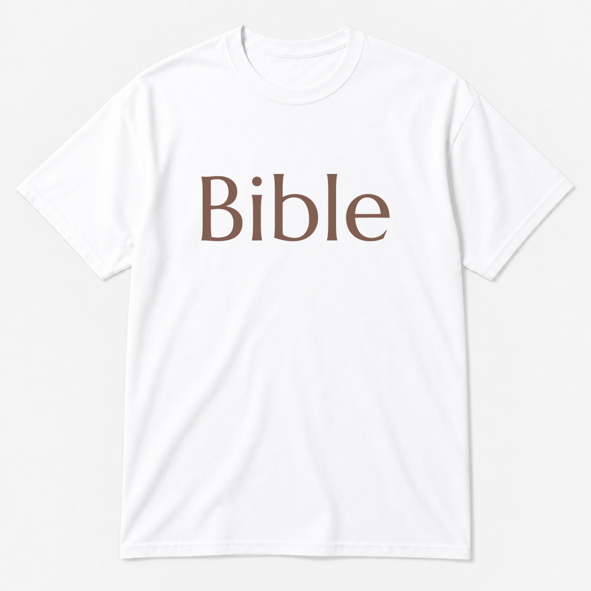 Bible T-Shirt in white with brown text