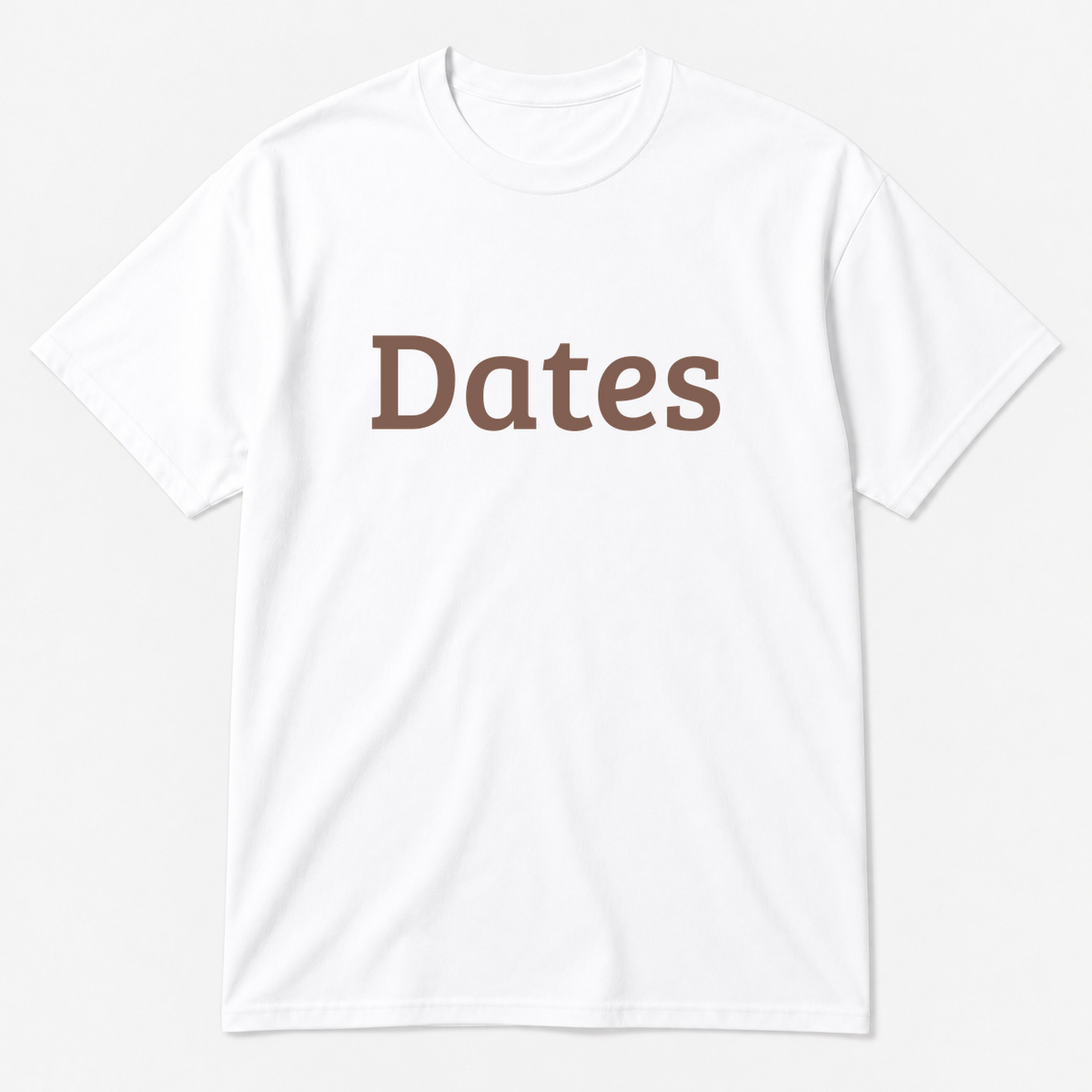Dates T-Shirt in white with brown text