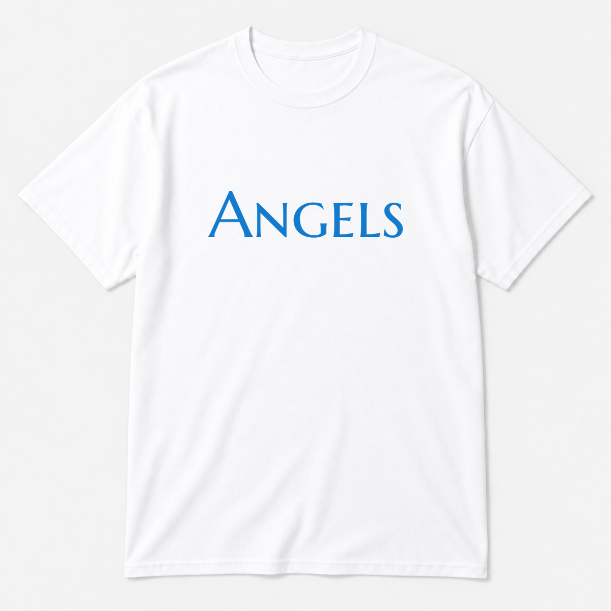 Angels T-Shirt in white with blue text