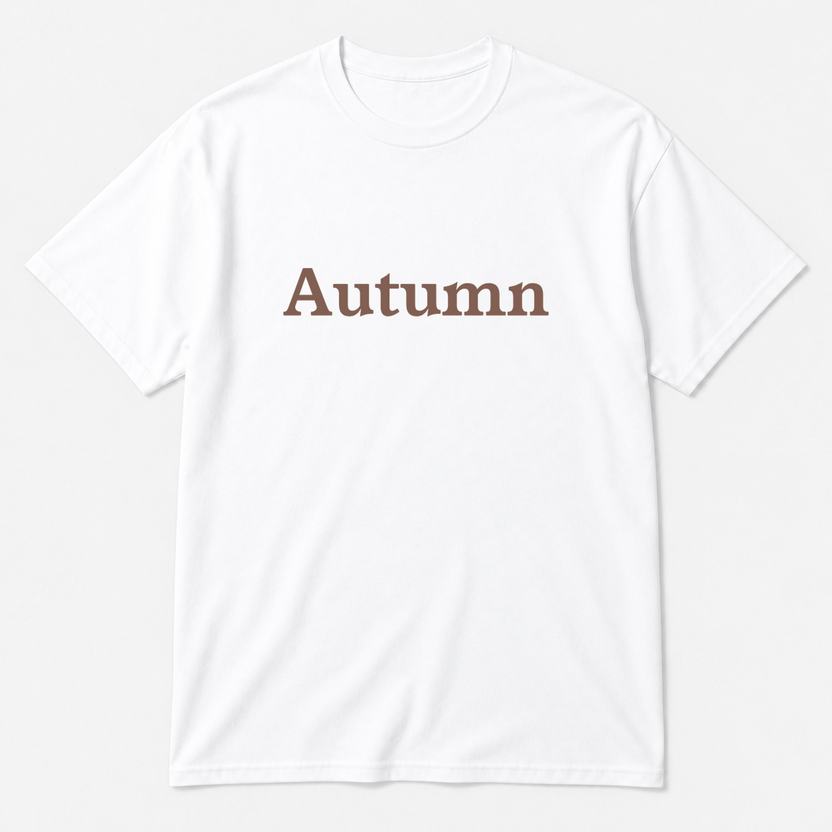 Autumn T-Shirt in white with brown text