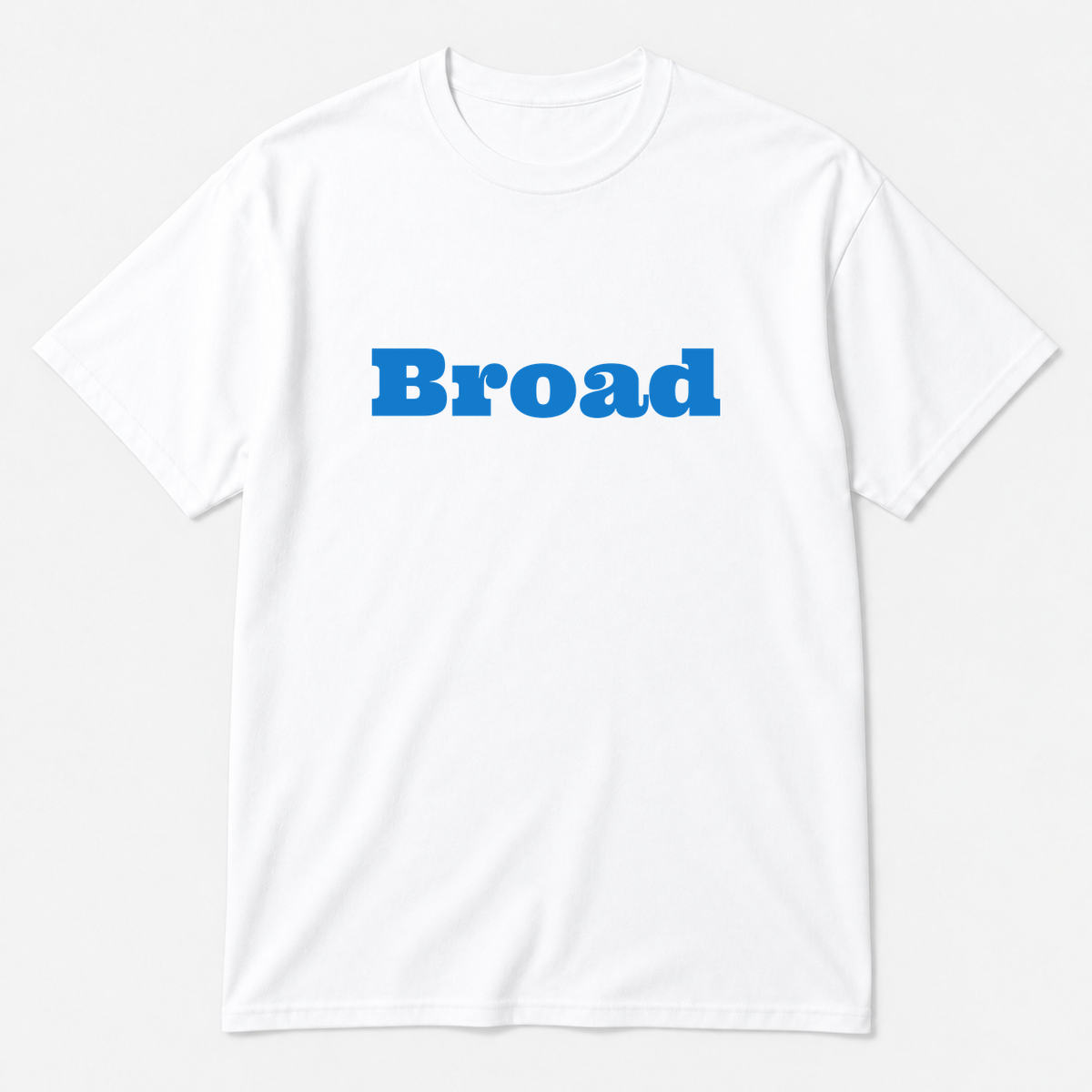 Broad T-Shirt in white with blue text