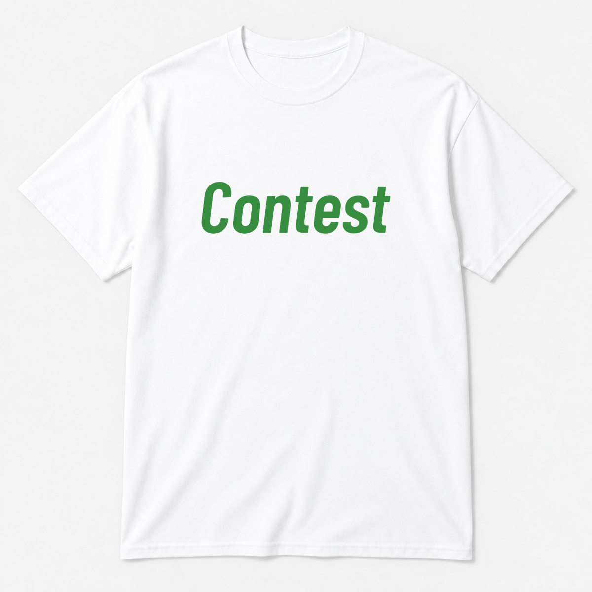 Contest T-Shirt in white with green text