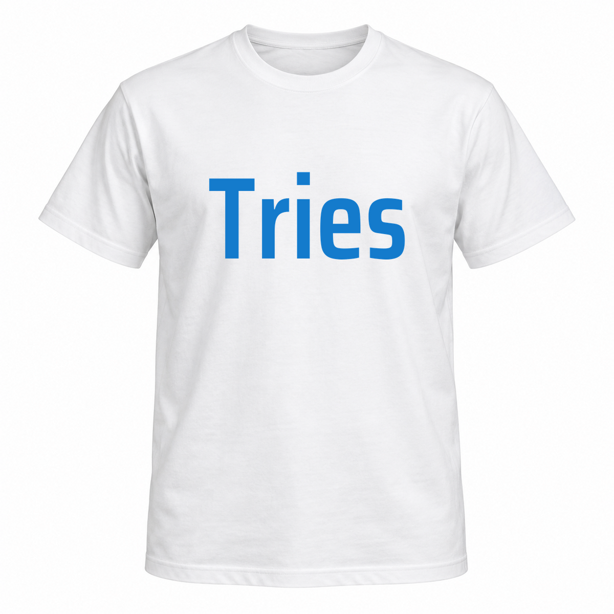 Tries T-Shirt in white with blue text