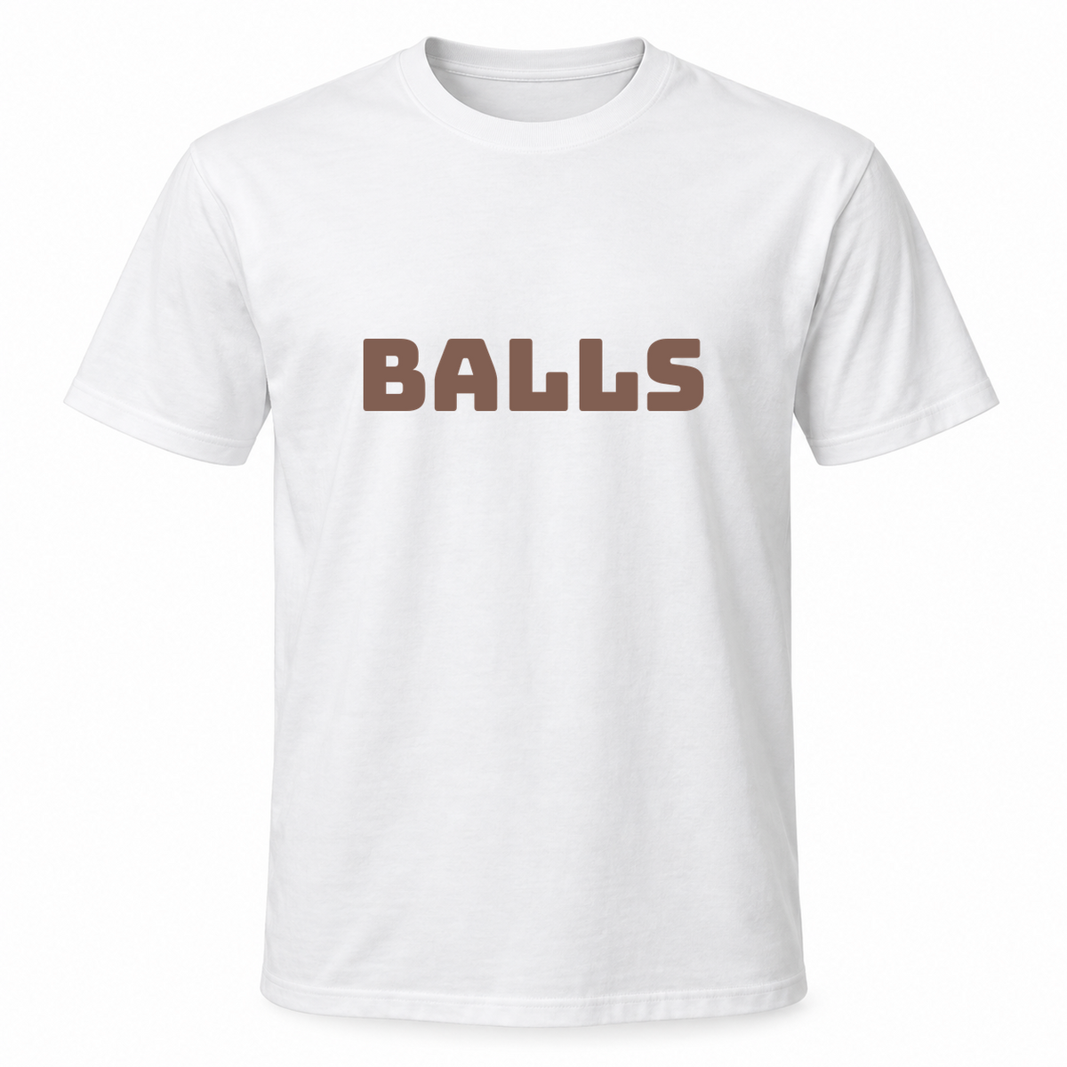 Balls T-Shirt in white with brown text