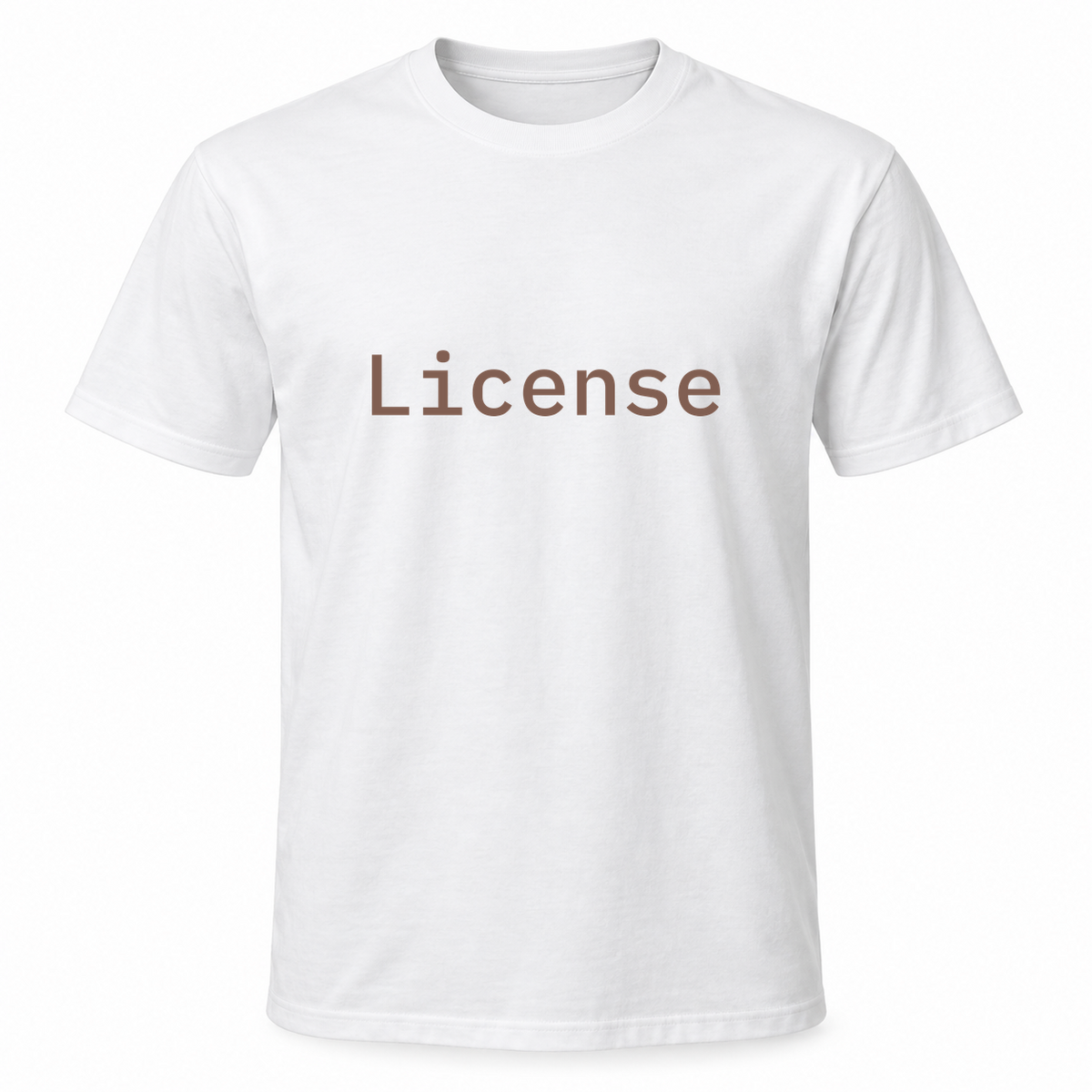 License T-Shirt in white with brown text