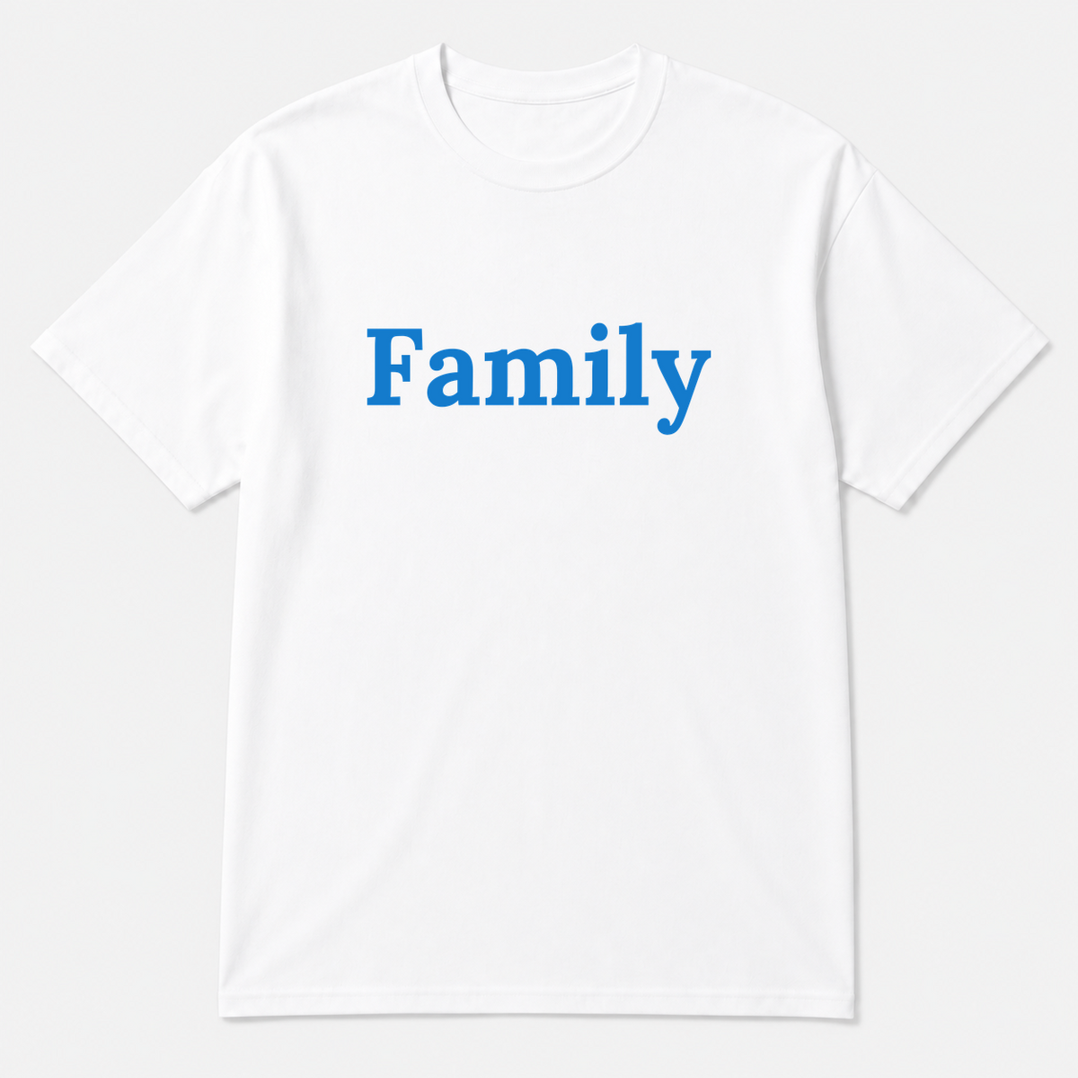Family T-Shirt in white with blue text