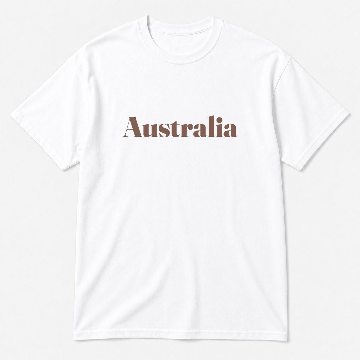 Australia T-Shirt in white with brown text