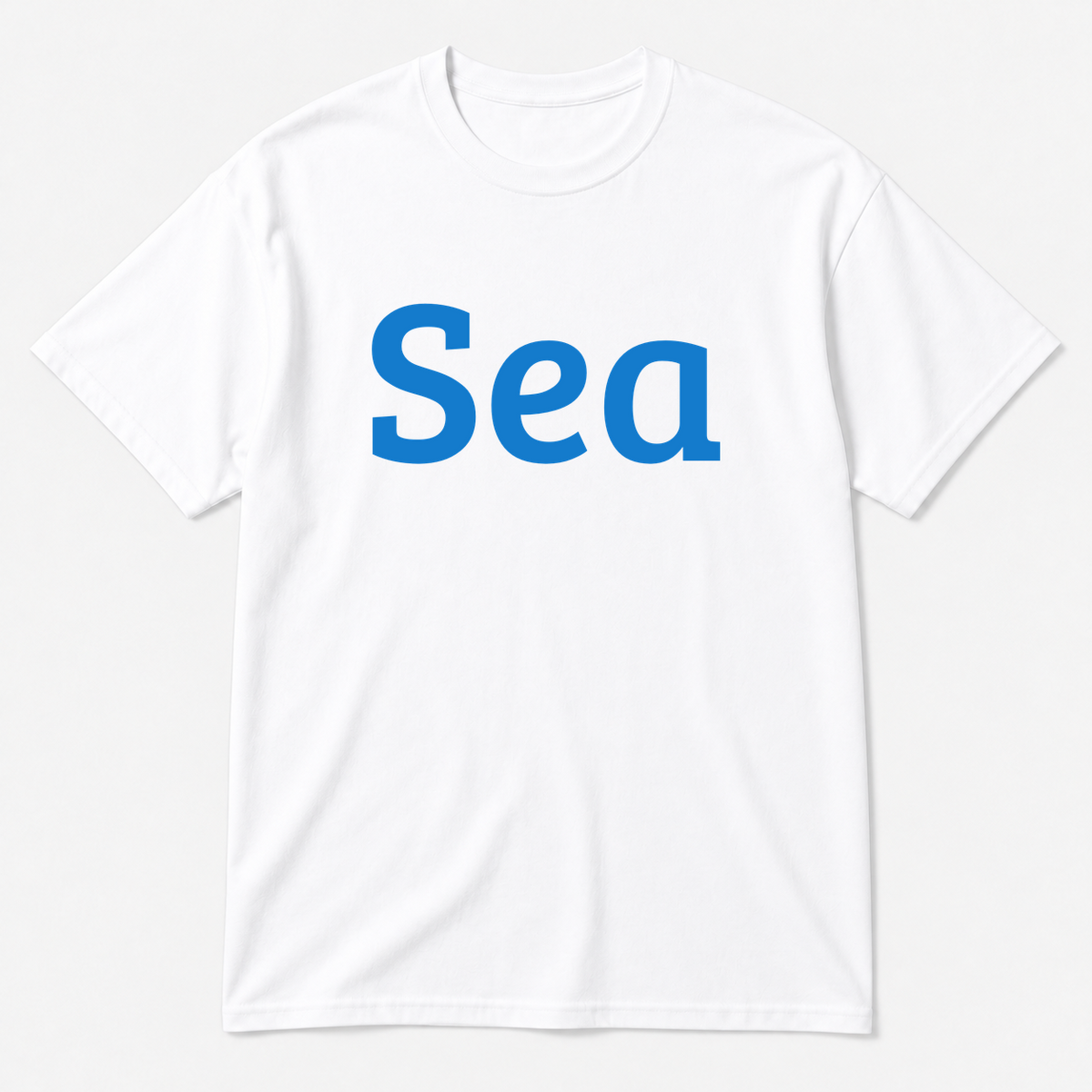 Sea T-Shirt in white with blue text