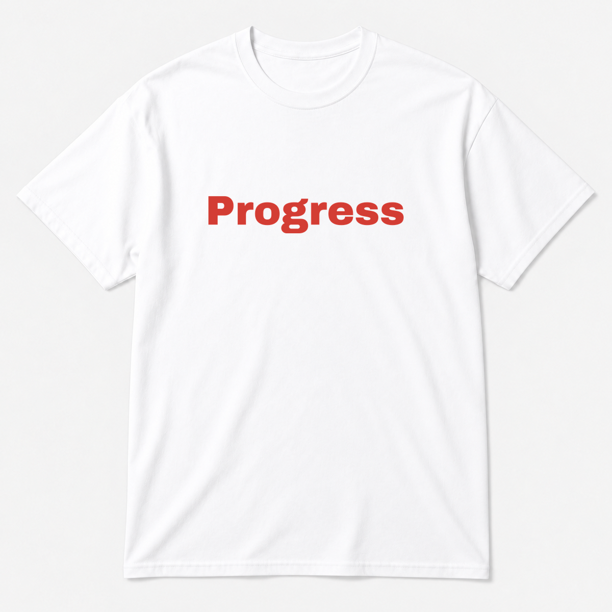 Progress T-Shirt in white with red text