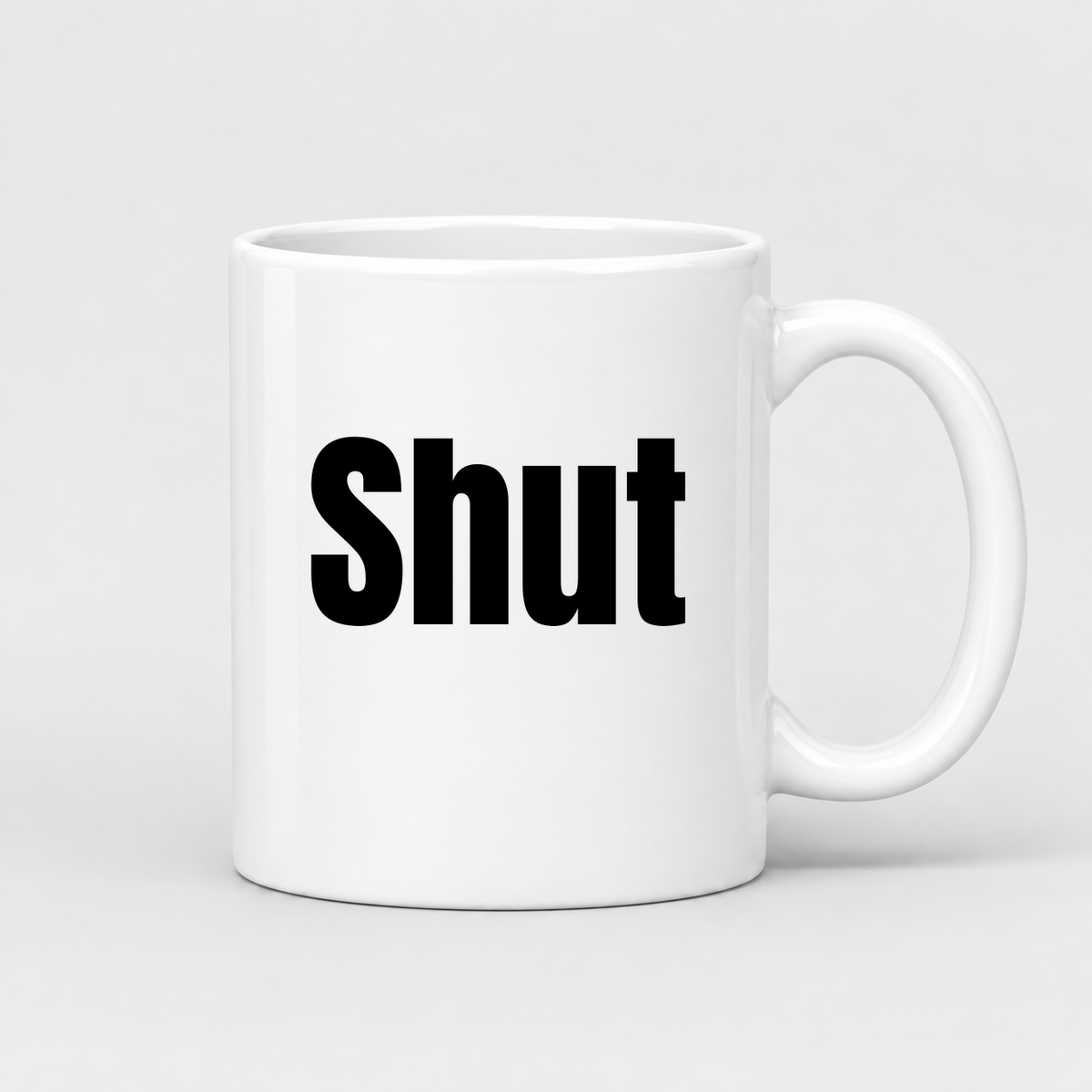 Shut Mug in white