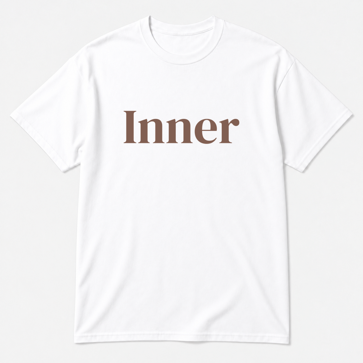 Inner T-Shirt in white with brown text
