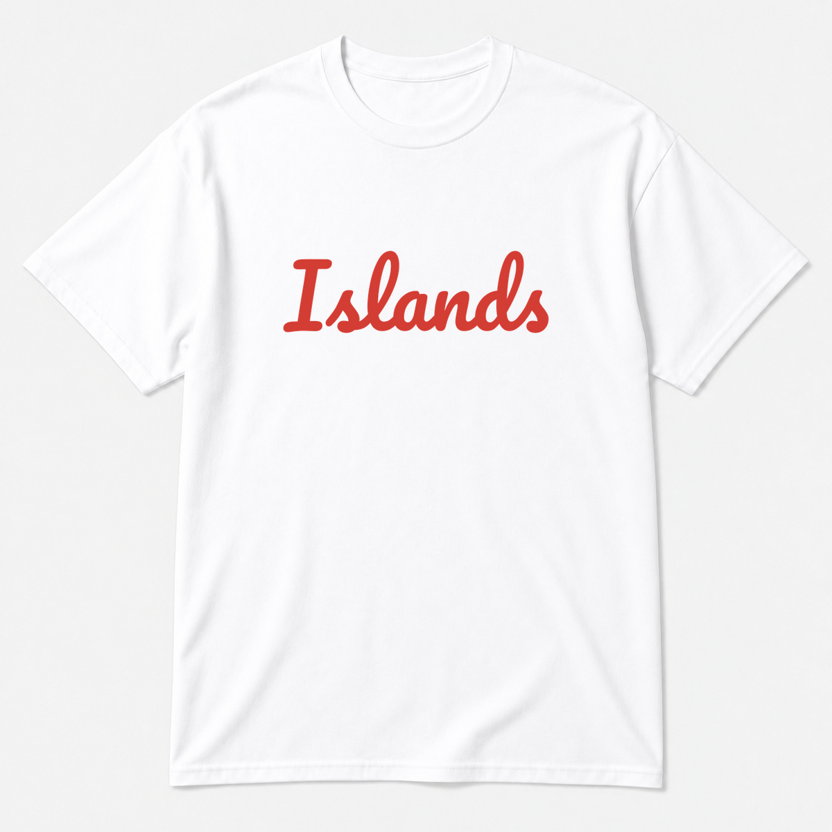 Islands T-Shirt in white with red text