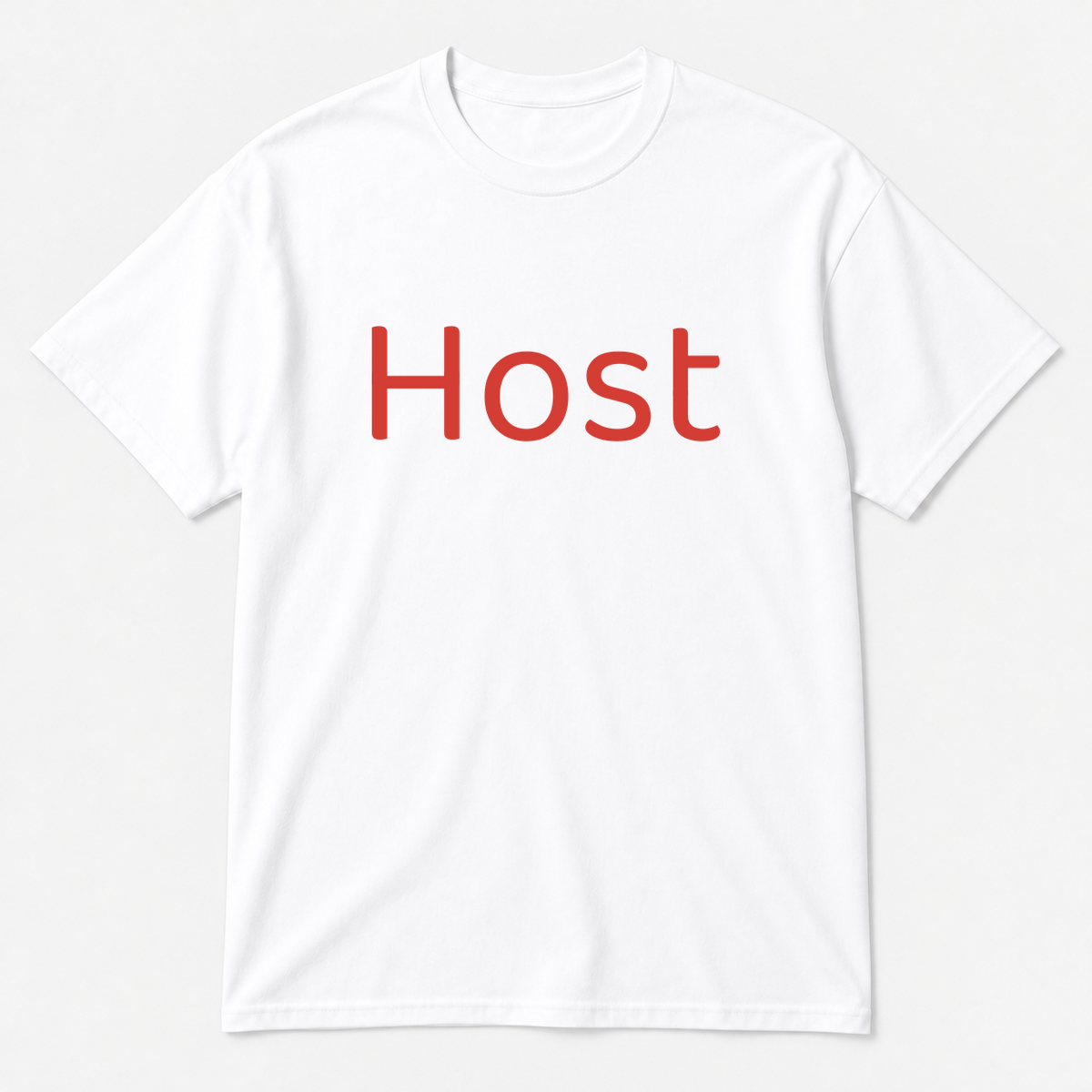 Host T-Shirt in white with red text