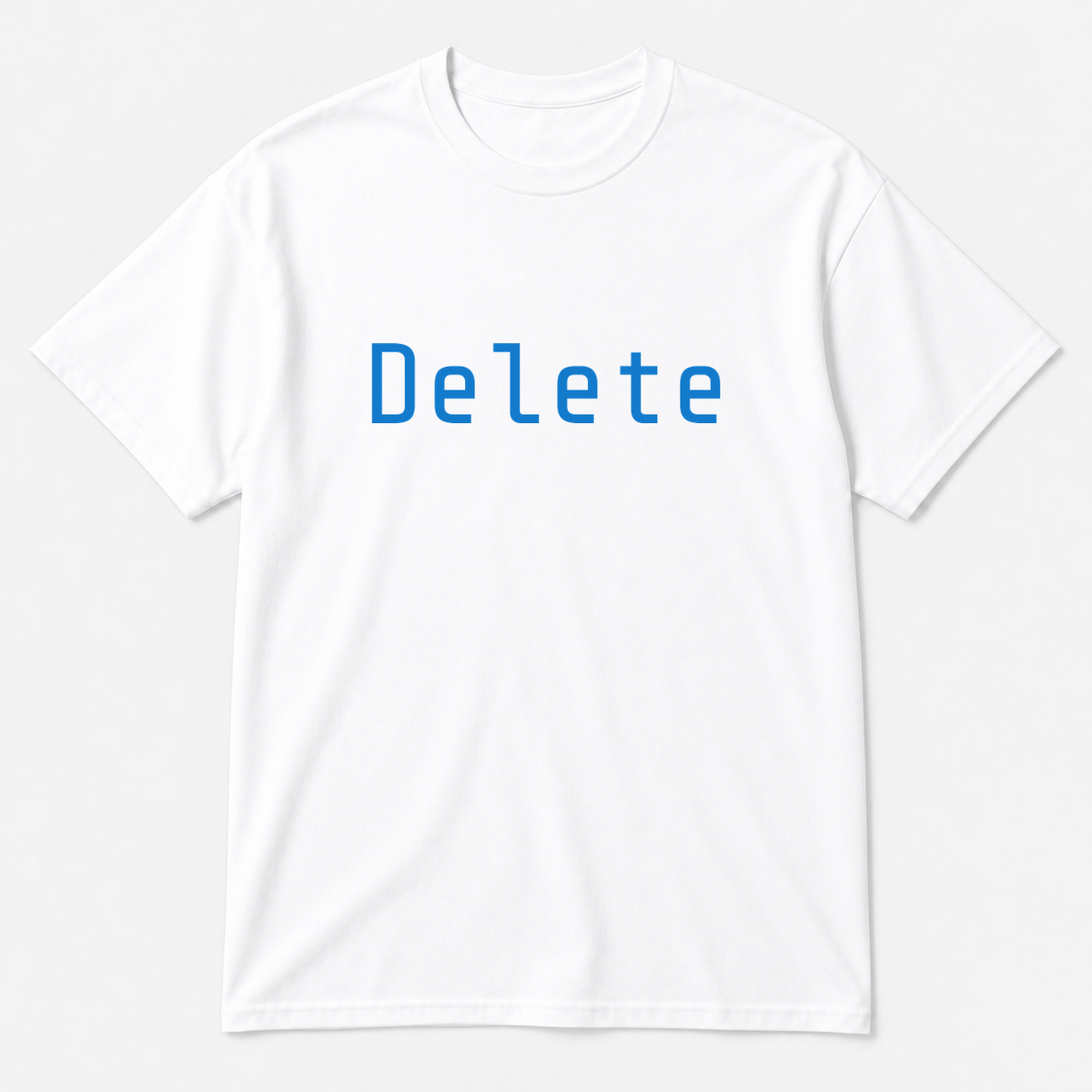 Delete T-Shirt in white with blue text
