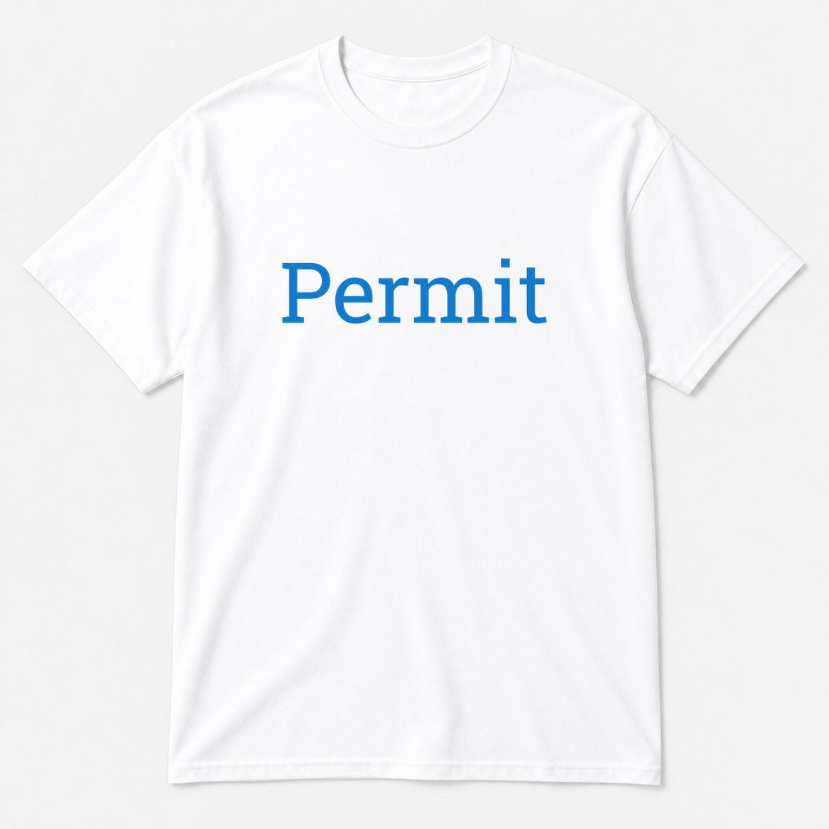 Permit T-Shirt in white with blue text