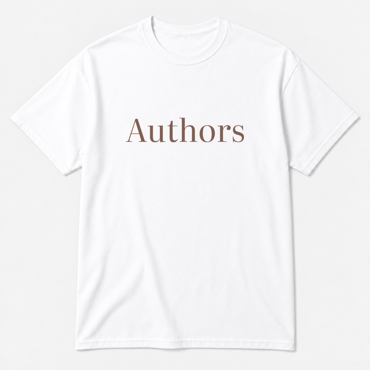 Authors T-Shirt in white with brown text