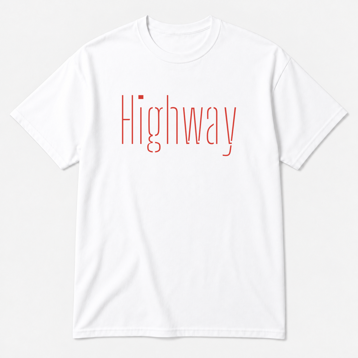 Highway T-Shirt in white with red text
