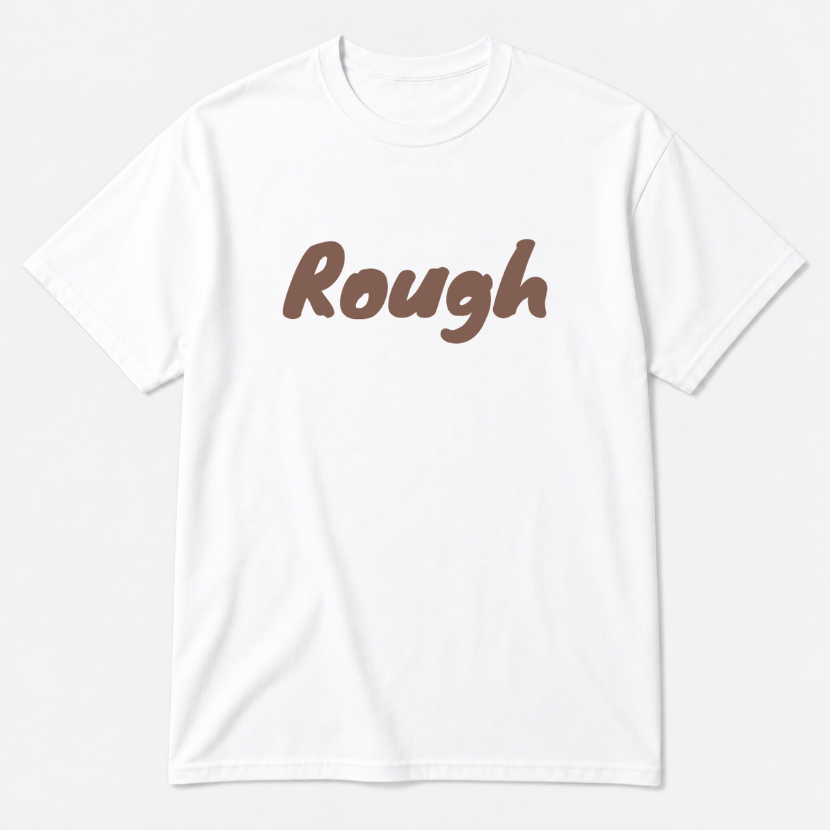 Rough T-Shirt in white with brown text
