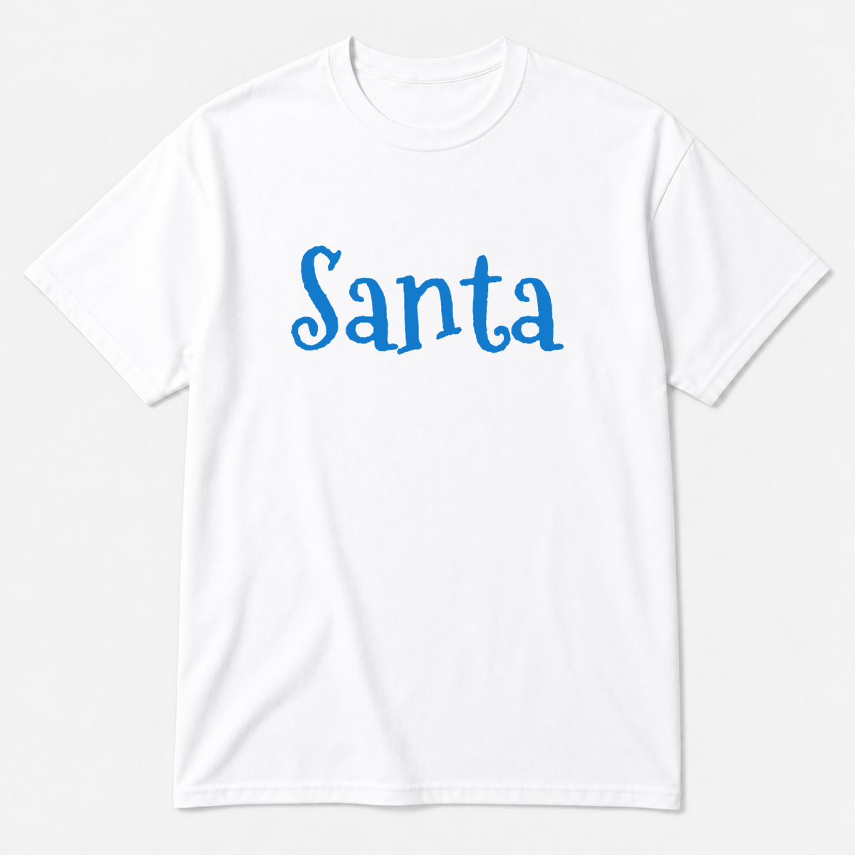 Santa T-Shirt in white with blue text
