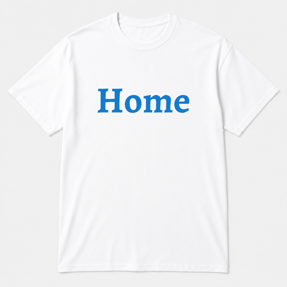 Home T-Shirt in white with blue text