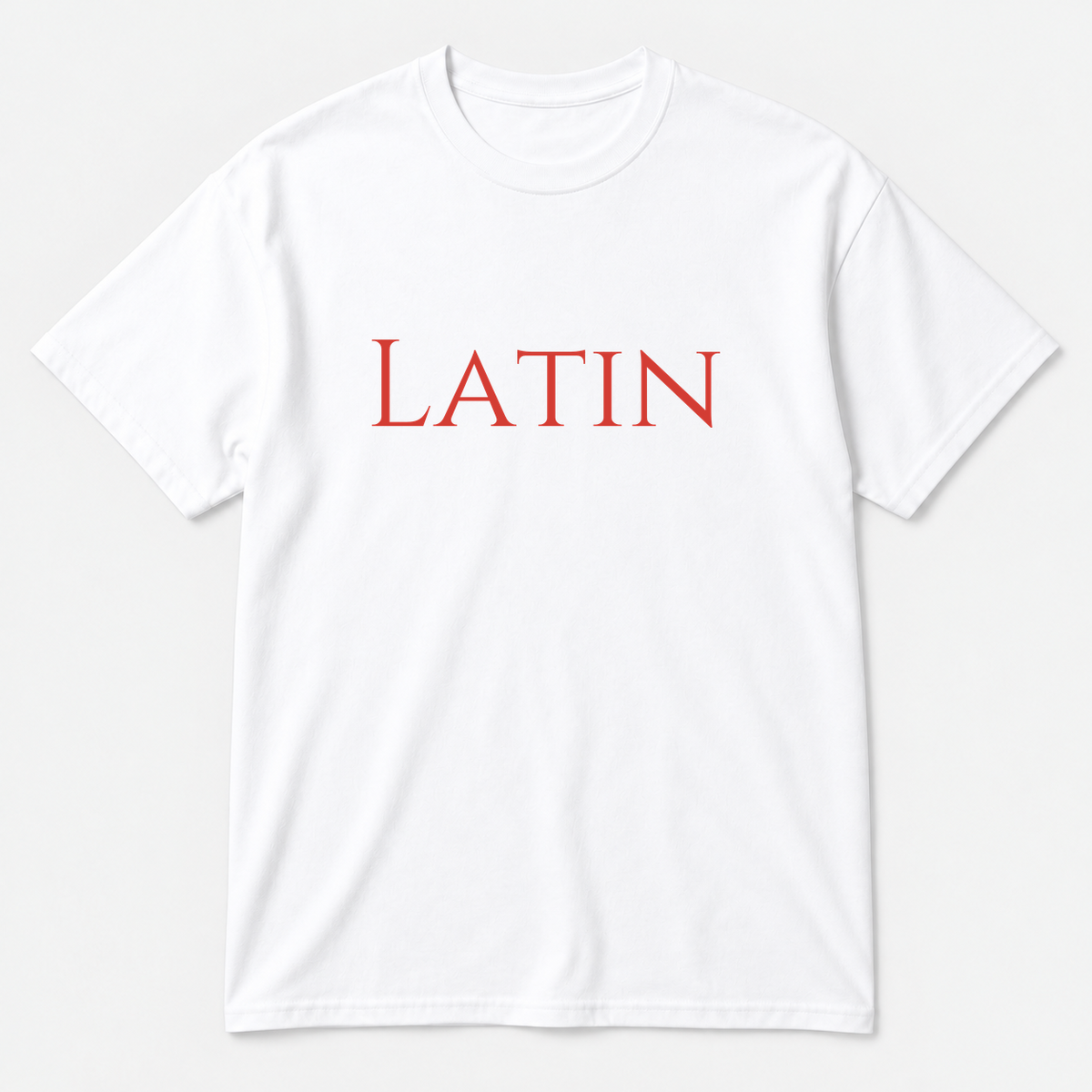 Latin T-Shirt in white with red text