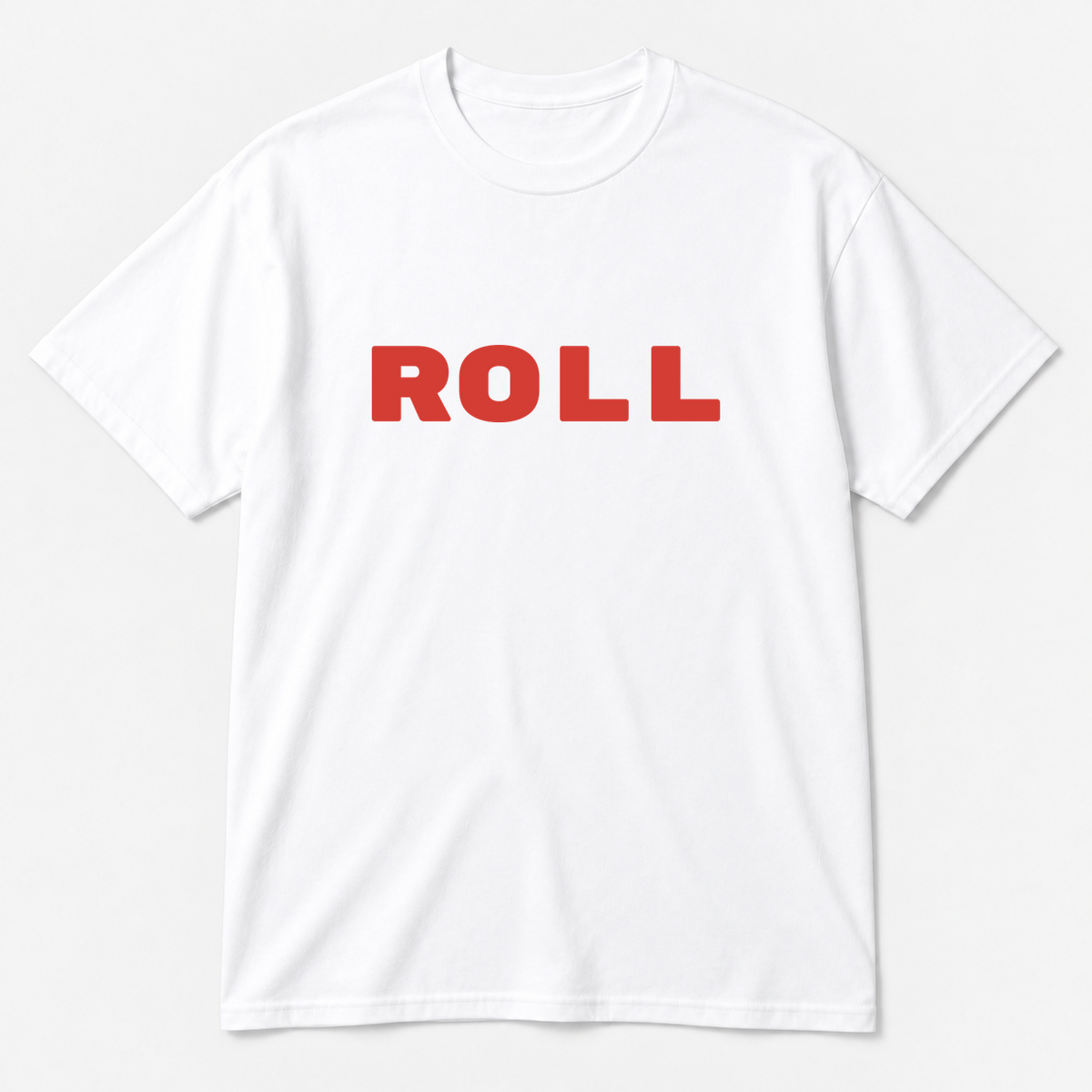 Roll T-Shirt in white with red text