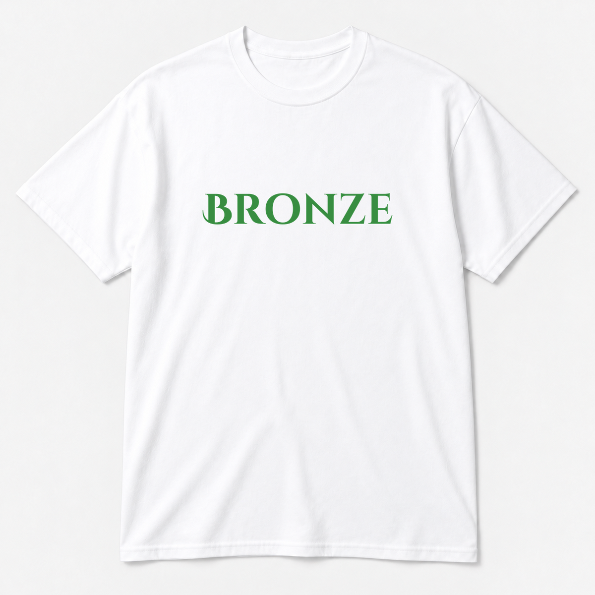 Bronze T-Shirt in white with green text