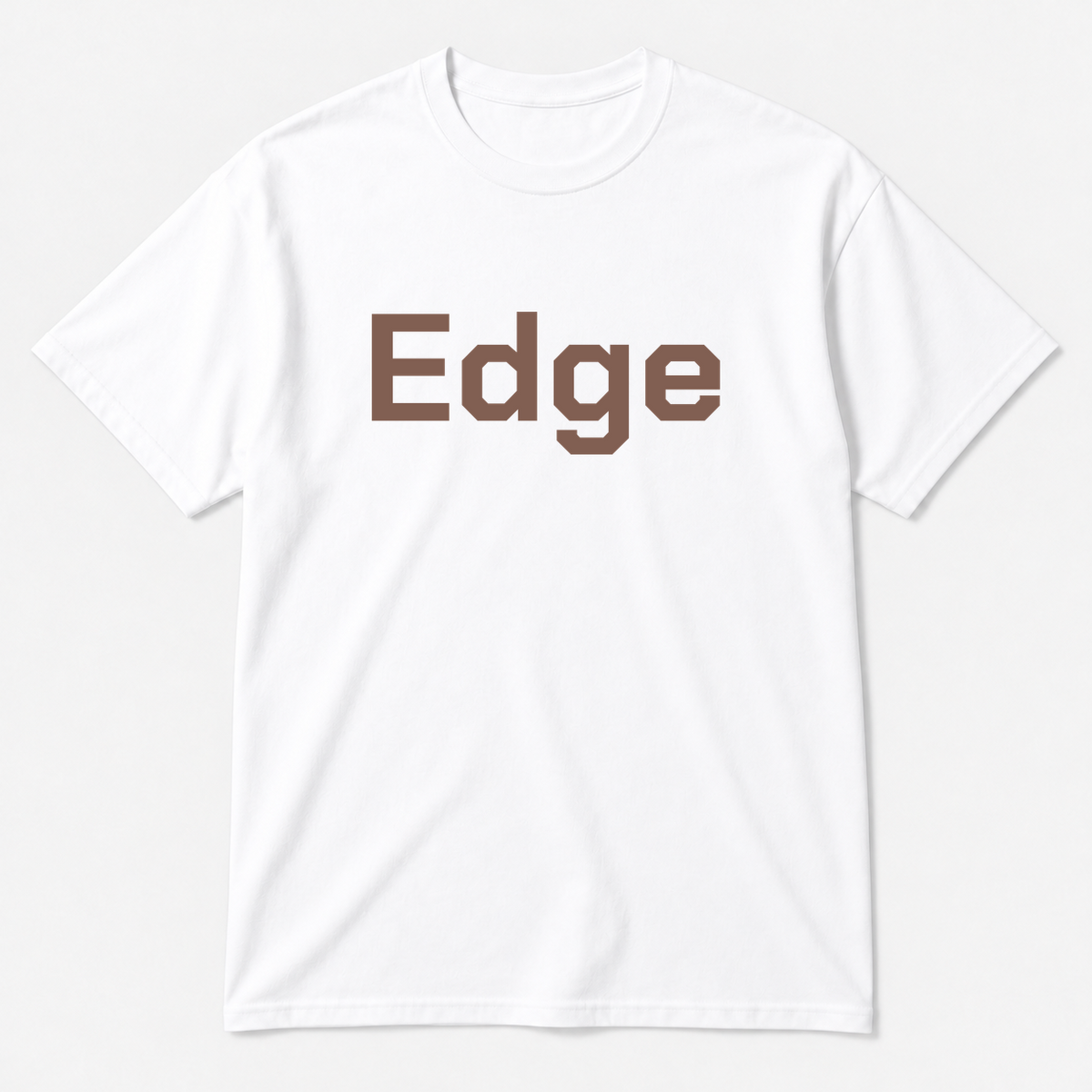 Edge T-Shirt in white with brown text