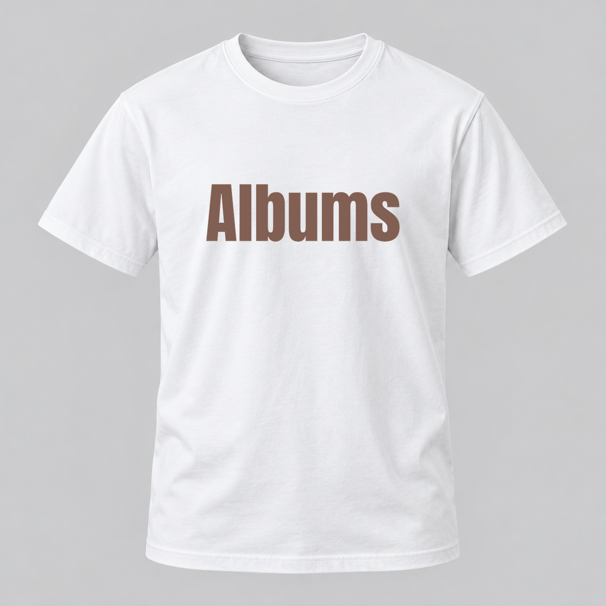 Albums T-Shirt in white with brown text