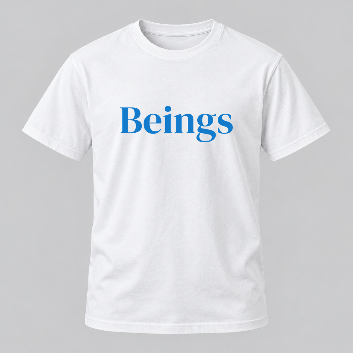 Beings T-Shirt in white with blue text