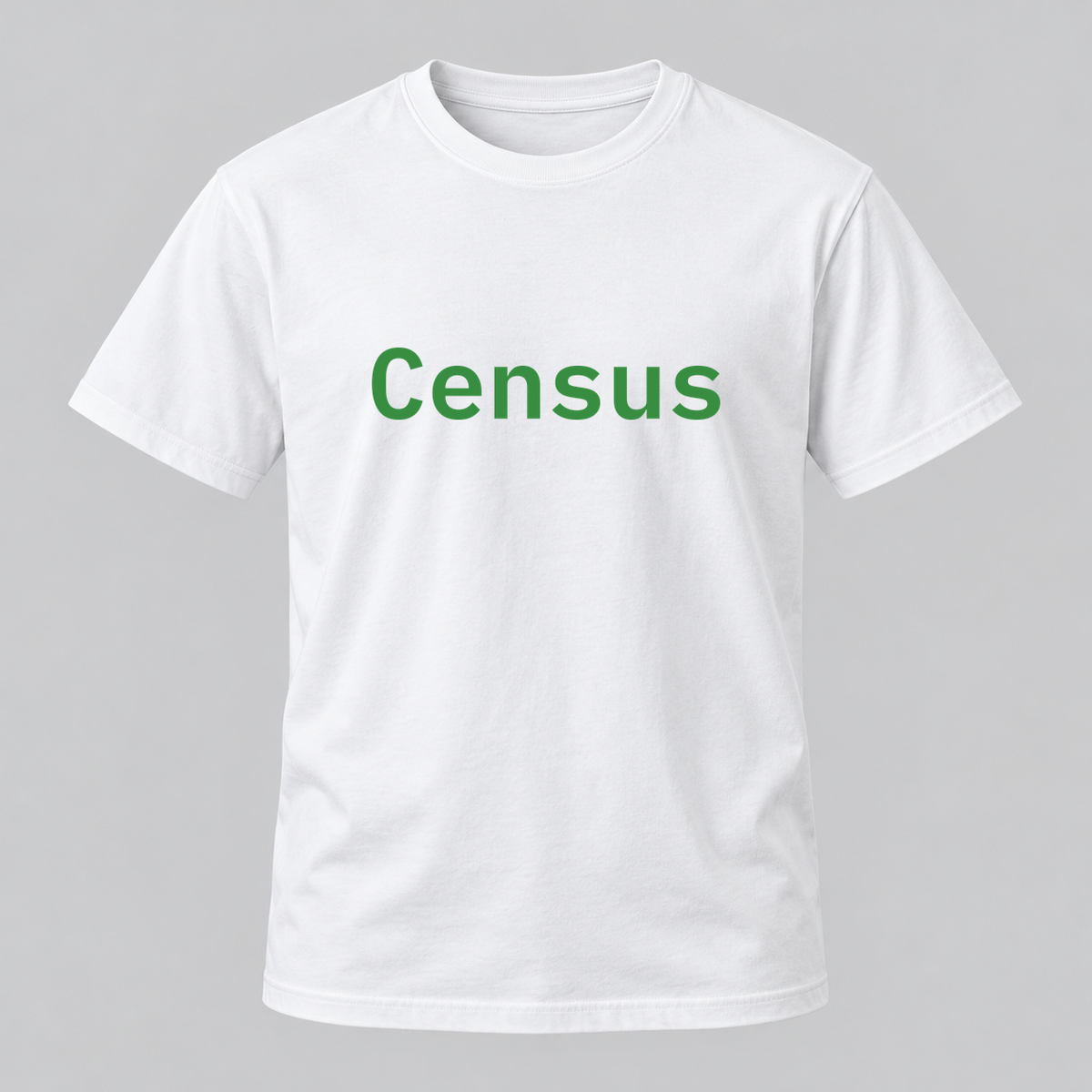 Census T-Shirt in white with green text
