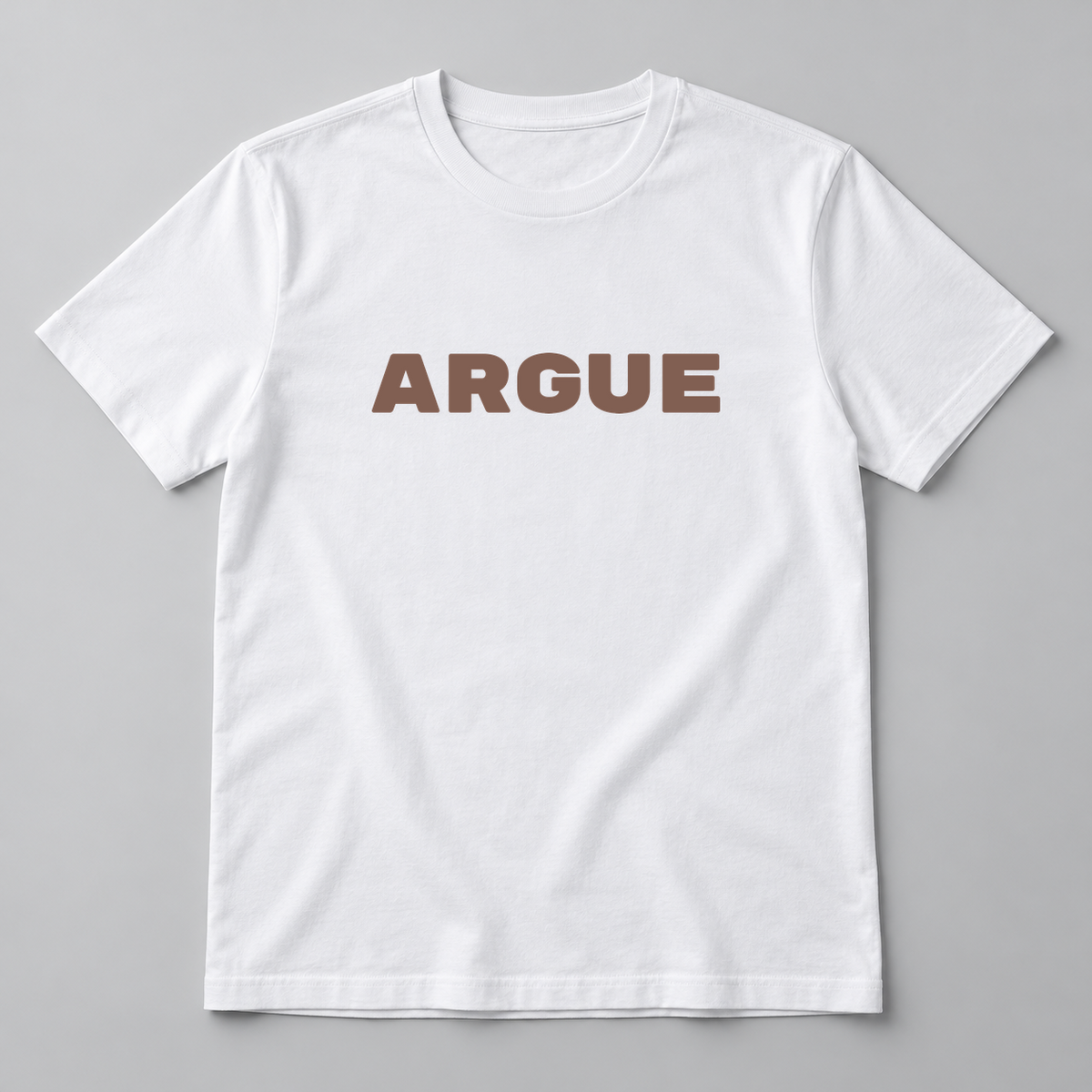 Argue T-Shirt in white with brown text