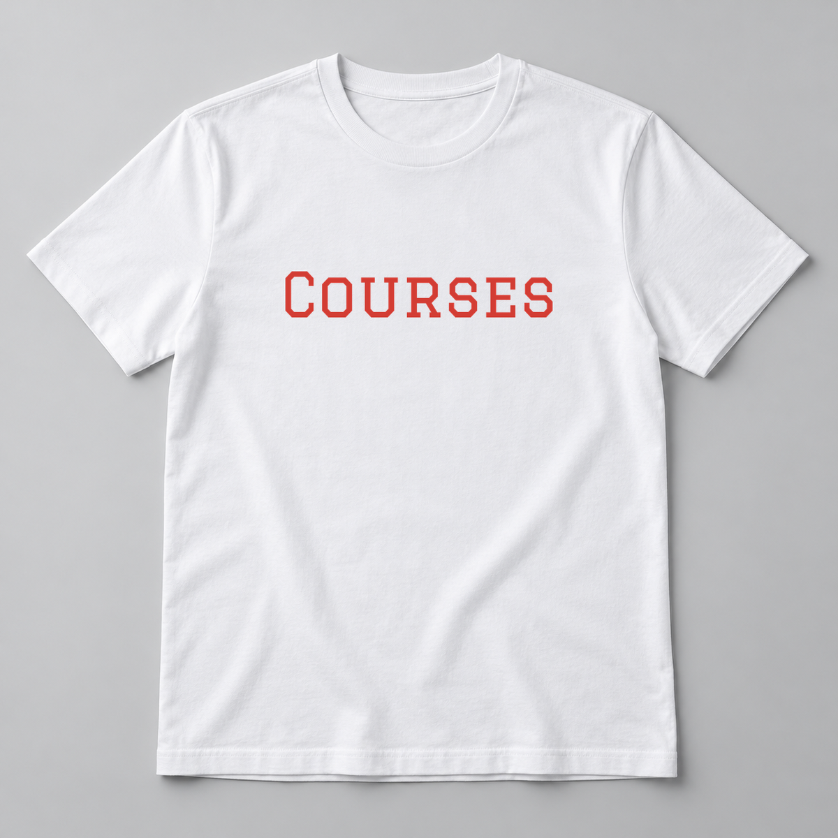 Courses T-Shirt in white with red text