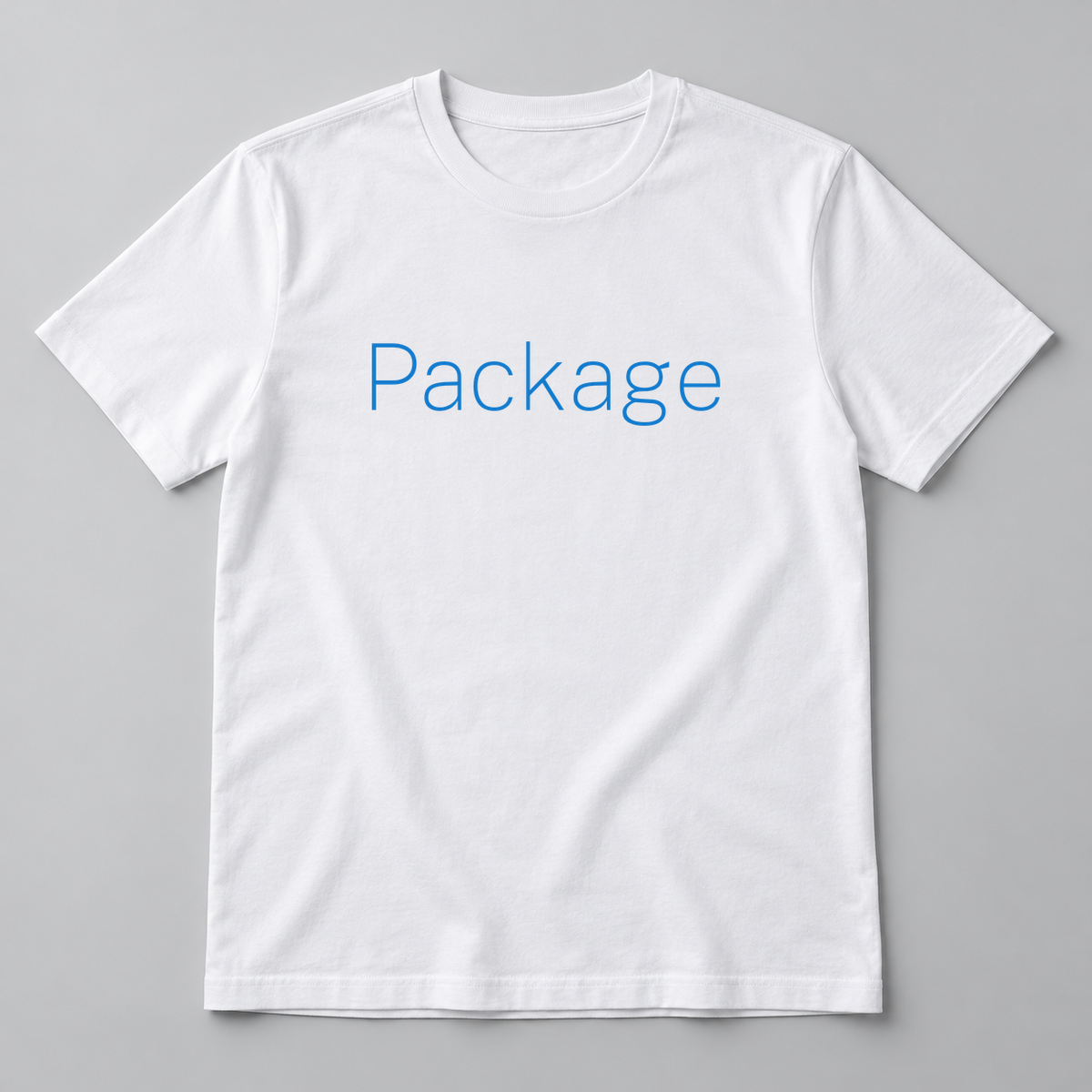 Package T-Shirt in white with blue text
