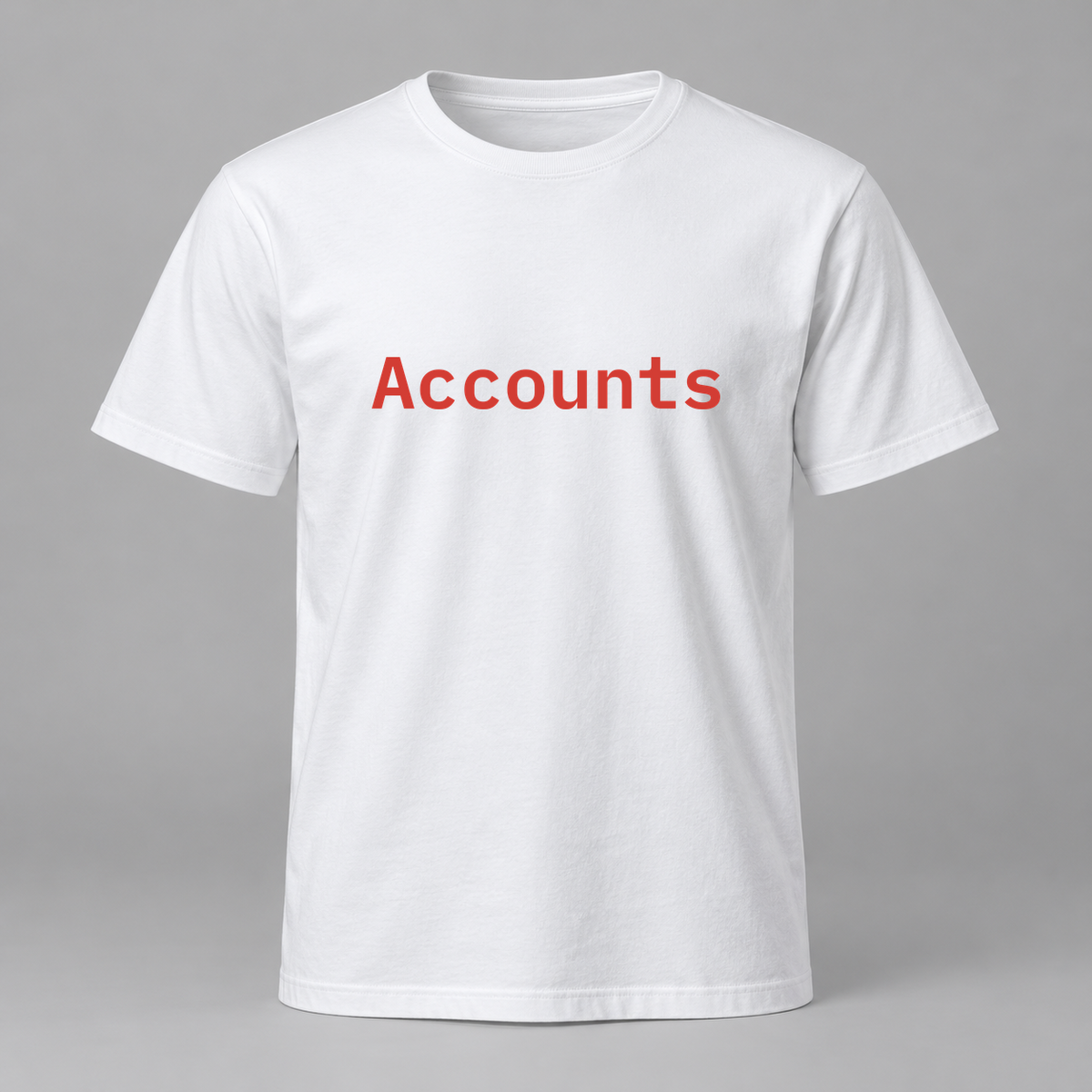 Accounts T-Shirt in white with red text