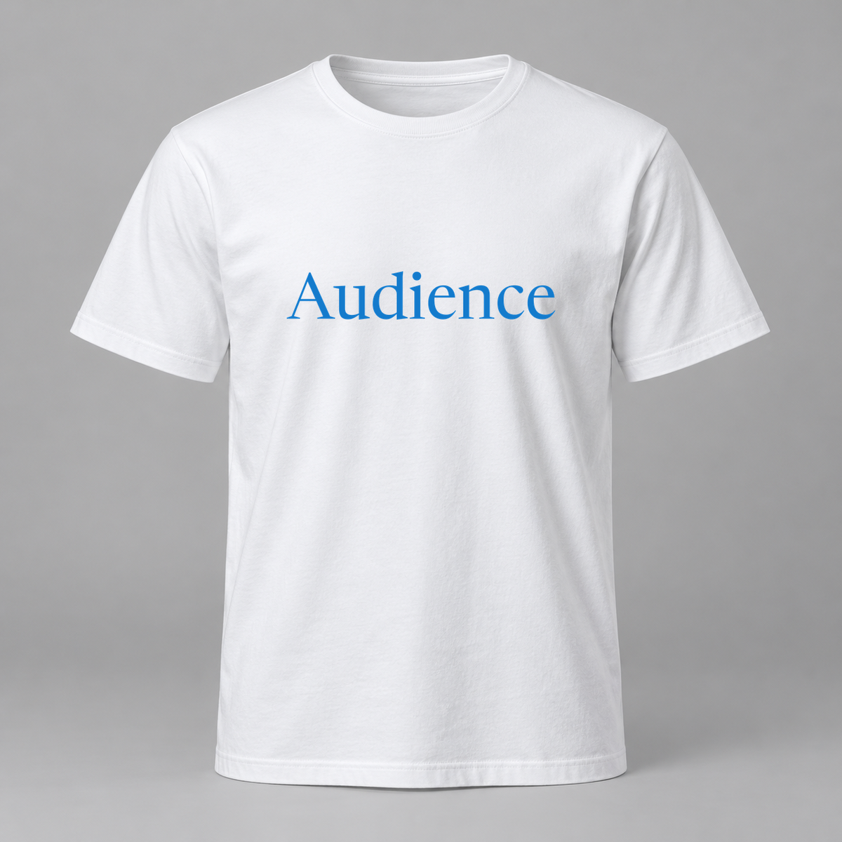 Audience T-Shirt in white with blue text