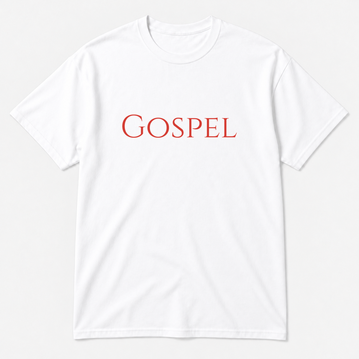 Gospel T-Shirt in white with red text