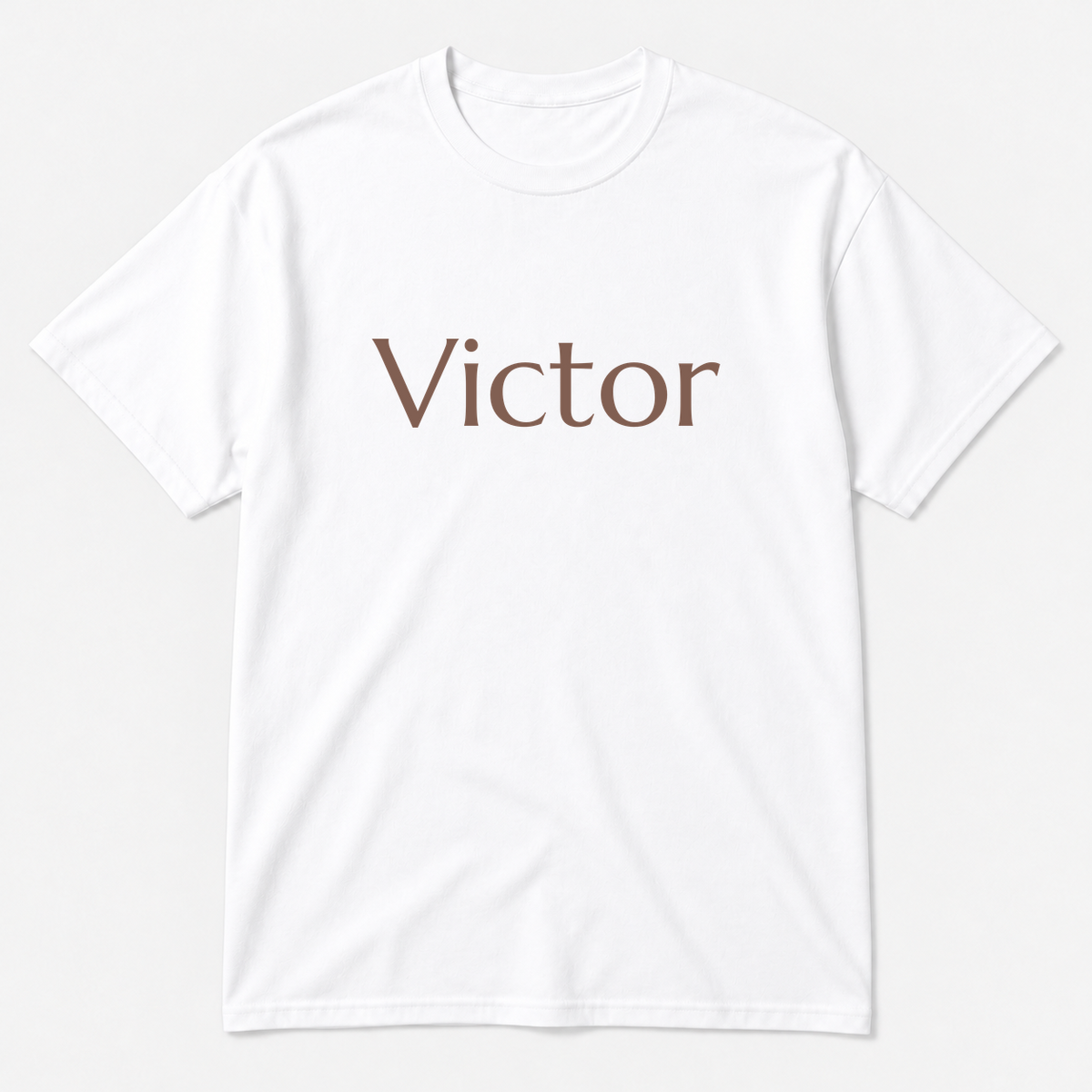 Victor T-Shirt in white with brown text
