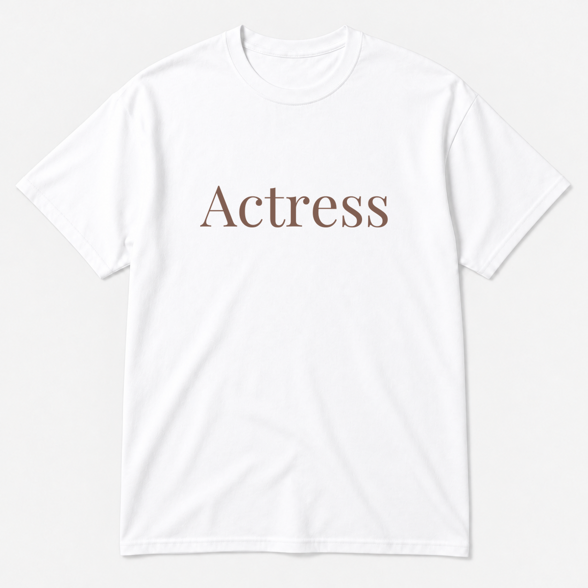Actress T-Shirt in white with brown text