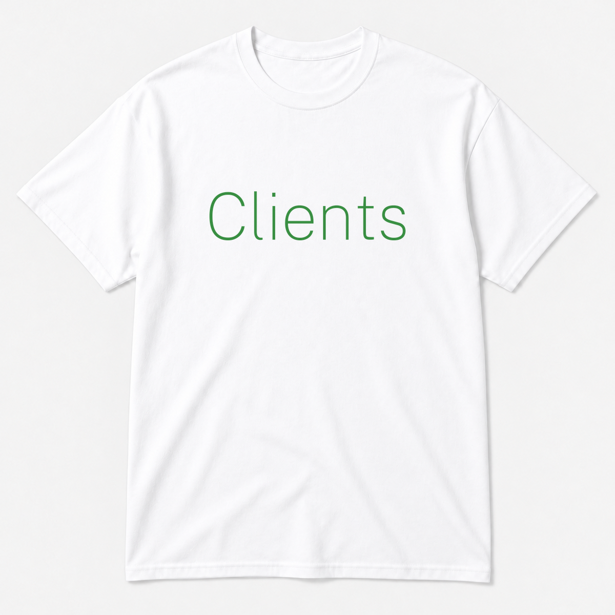 Clients T-Shirt in white with green text