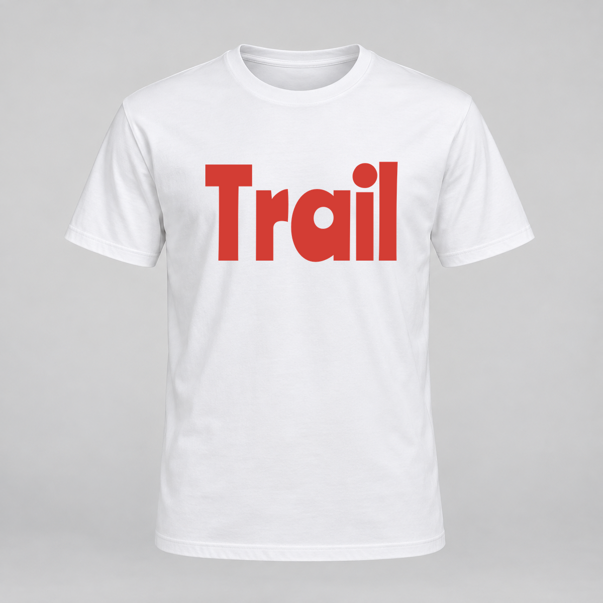 Trail T-Shirt in white with red text