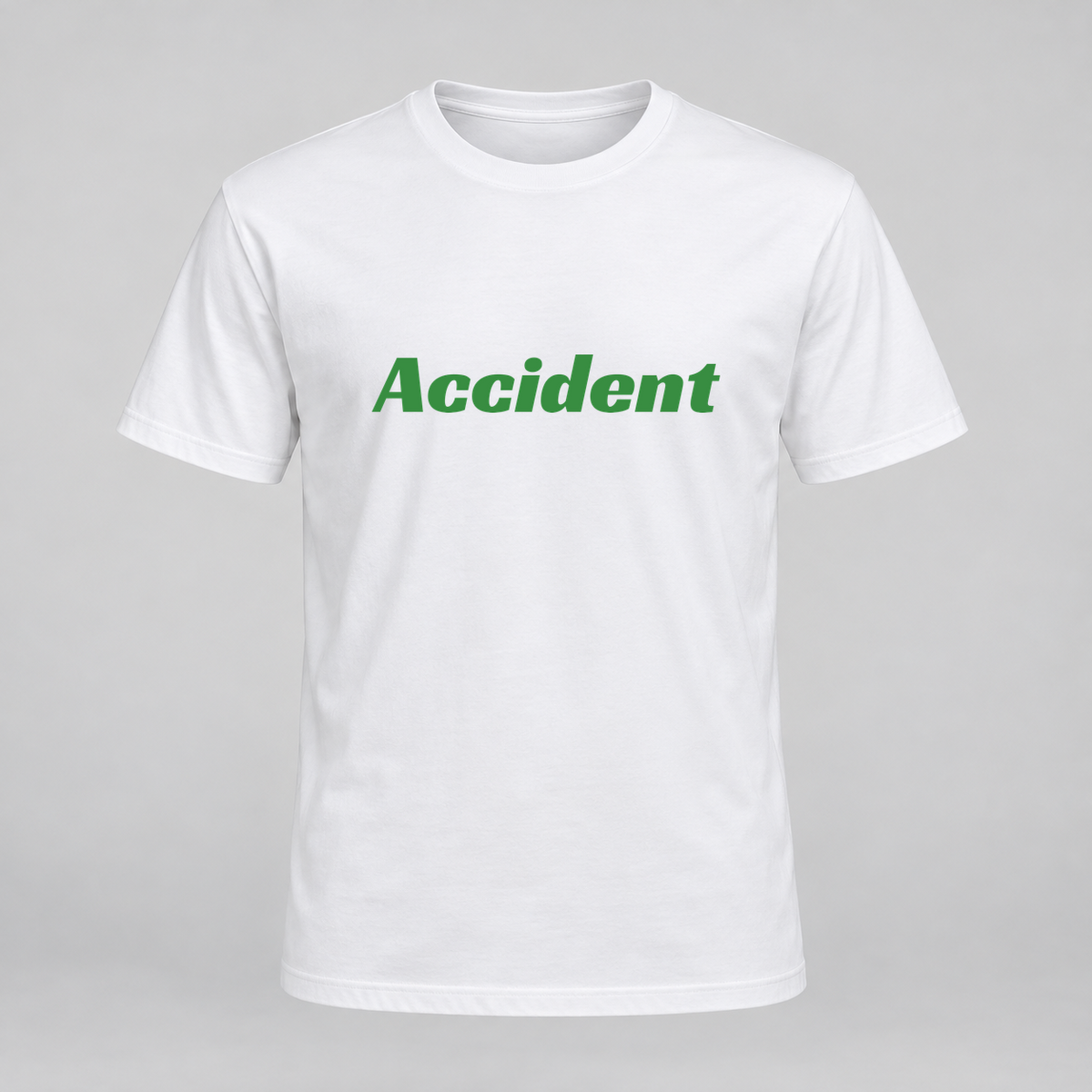 Accident T-Shirt in white with green text
