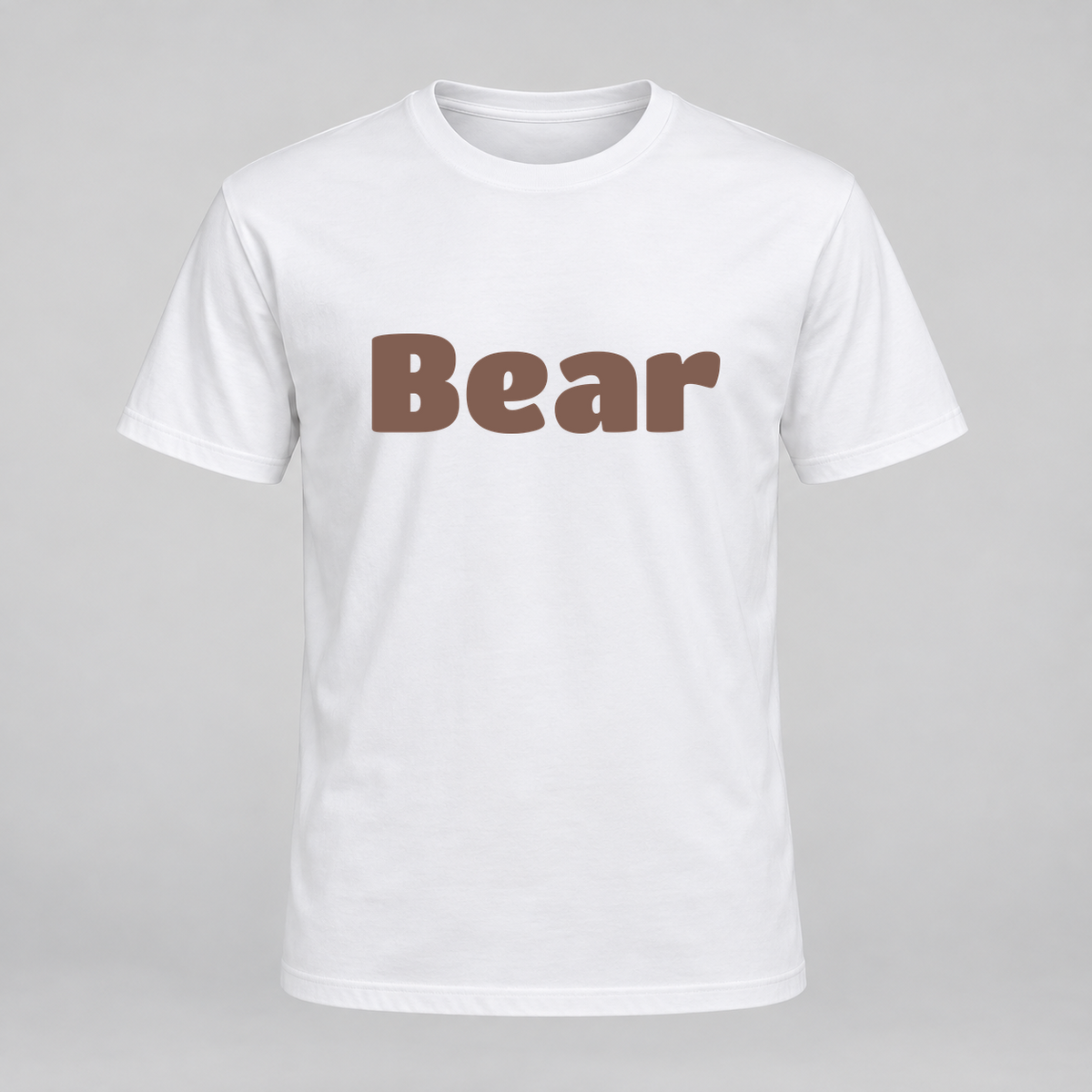 Bear T-Shirt in white with brown text