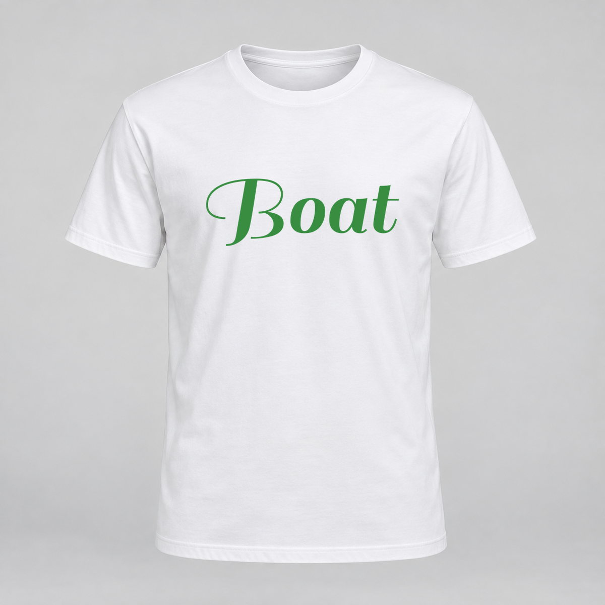 Boat T-Shirt in white with green text