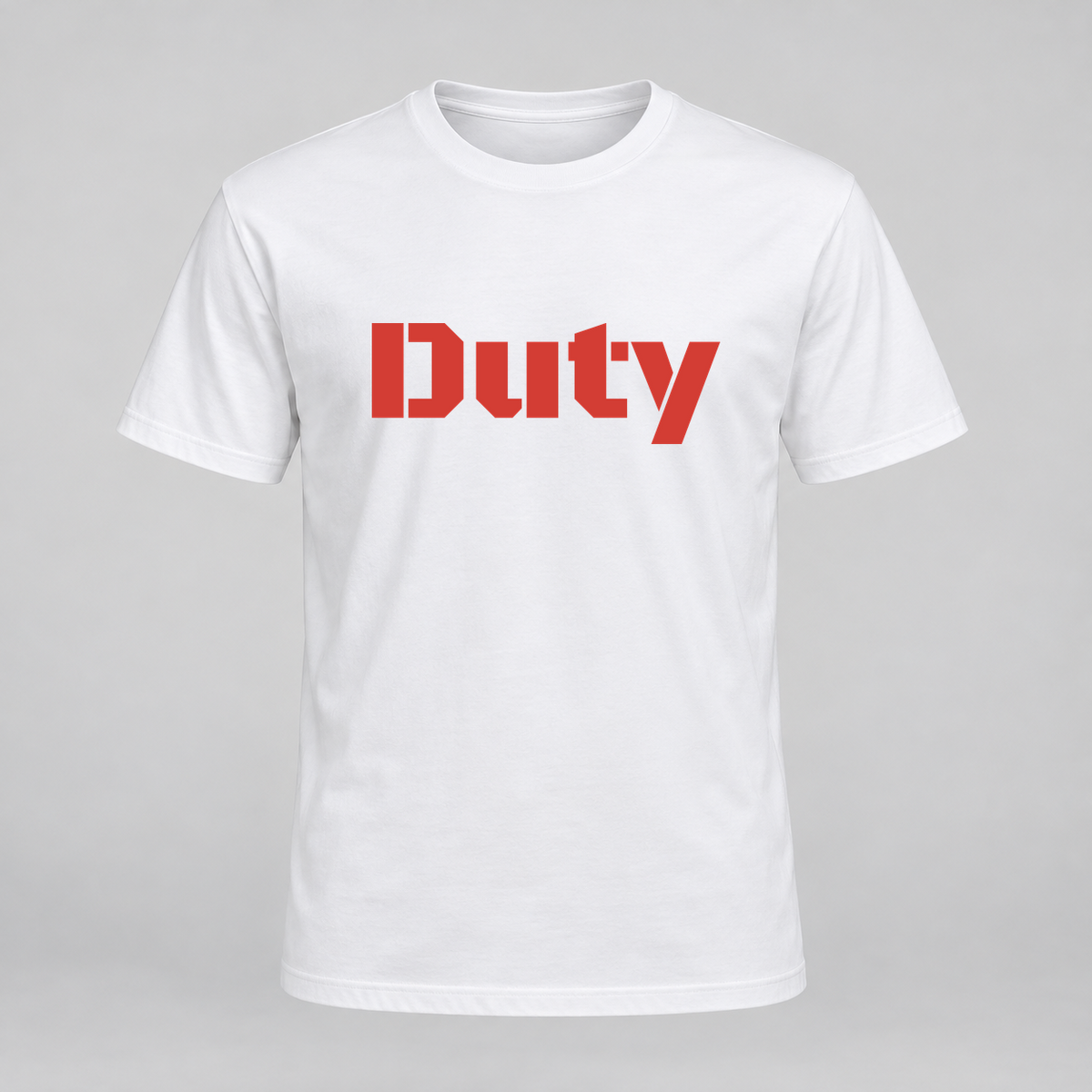 Duty T-Shirt in white with red text