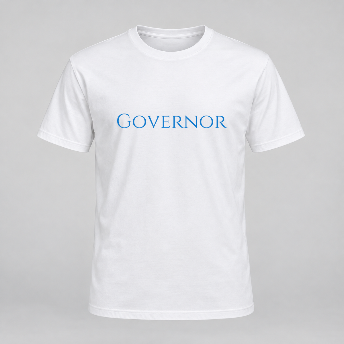 Governor T-Shirt in white with blue text