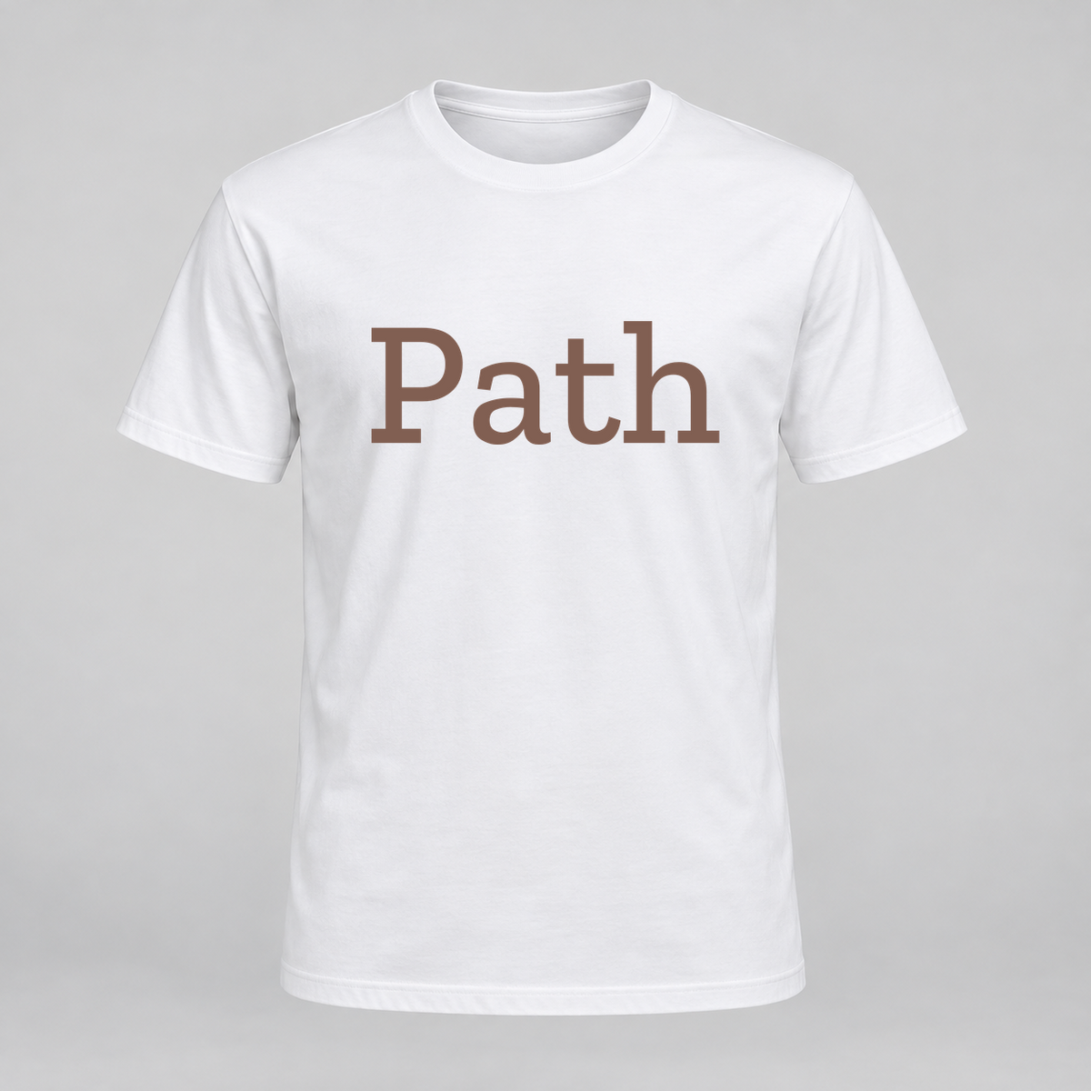 Path T-Shirt in white with brown text