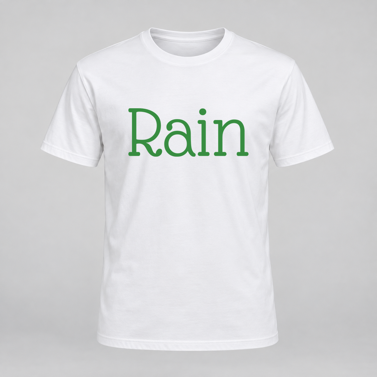 Rain T-Shirt in white with green text