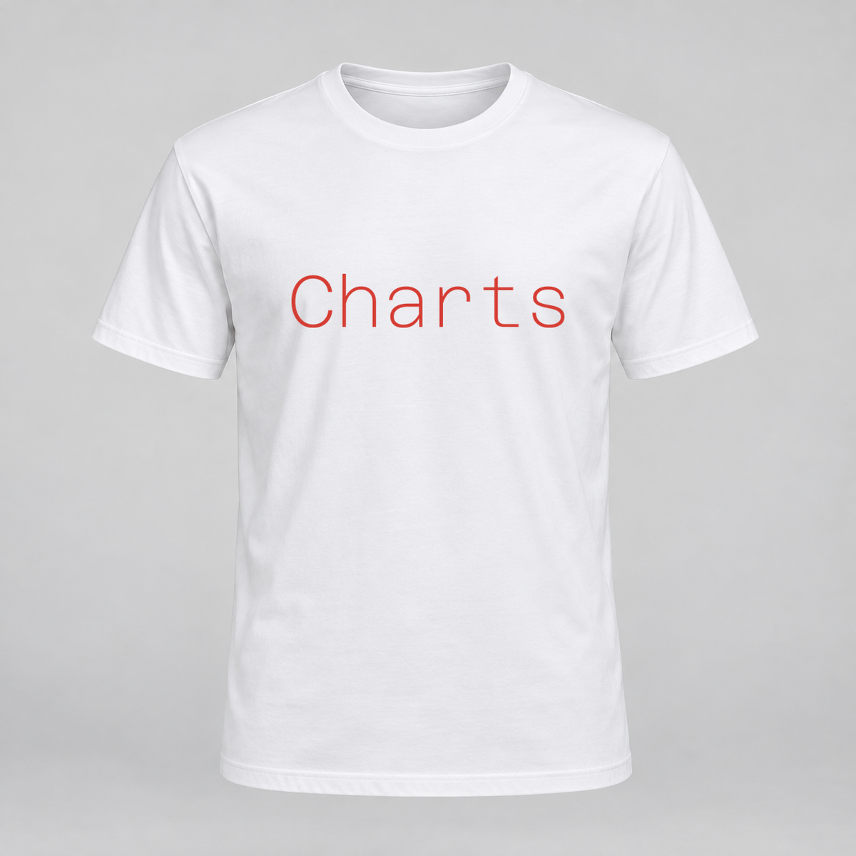 Charts T-Shirt in white with red text